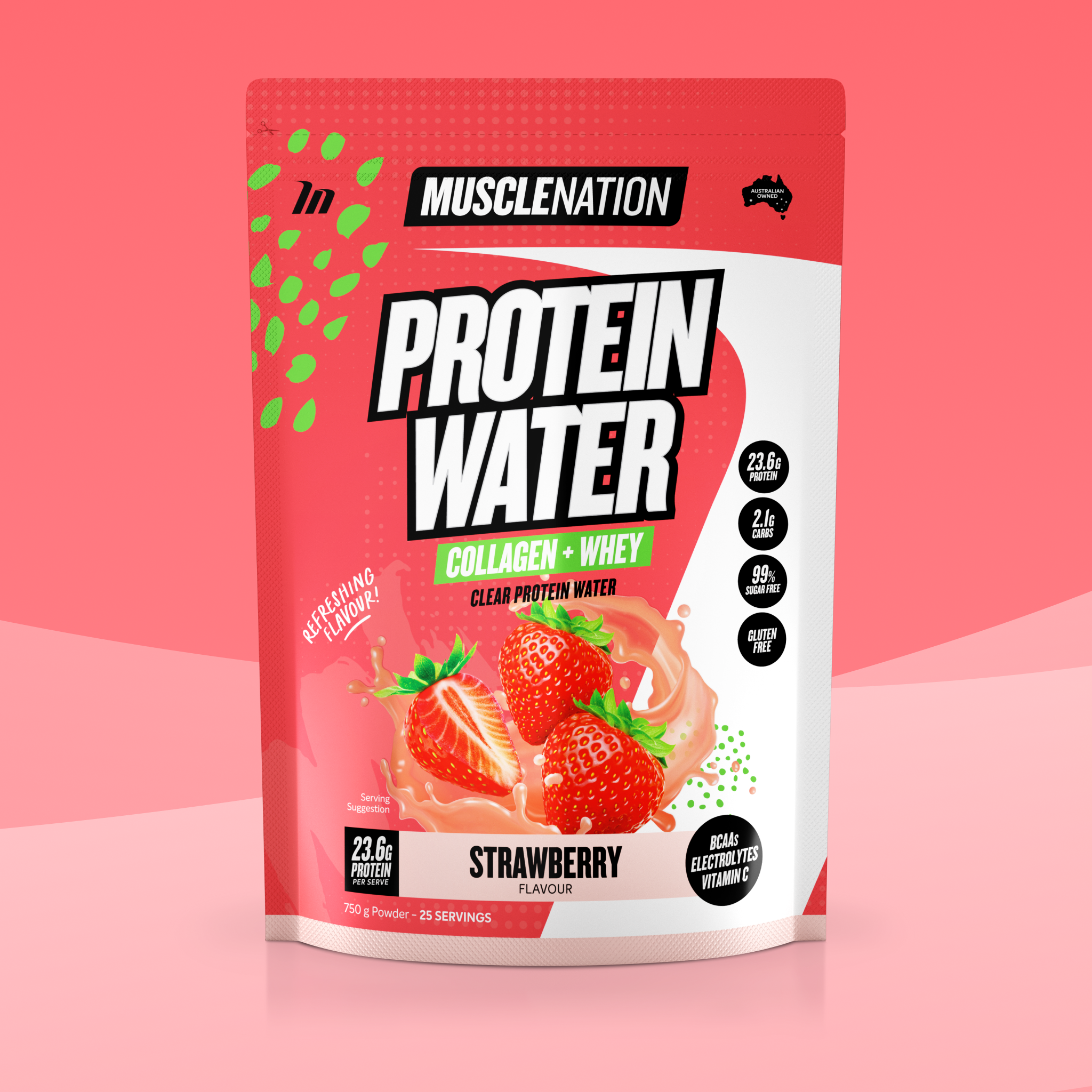 PROTEIN WATER - Strawberry - 25 serves-Protein Waters-MNSUPPS0301-9359054001268-1-Muscle Nation