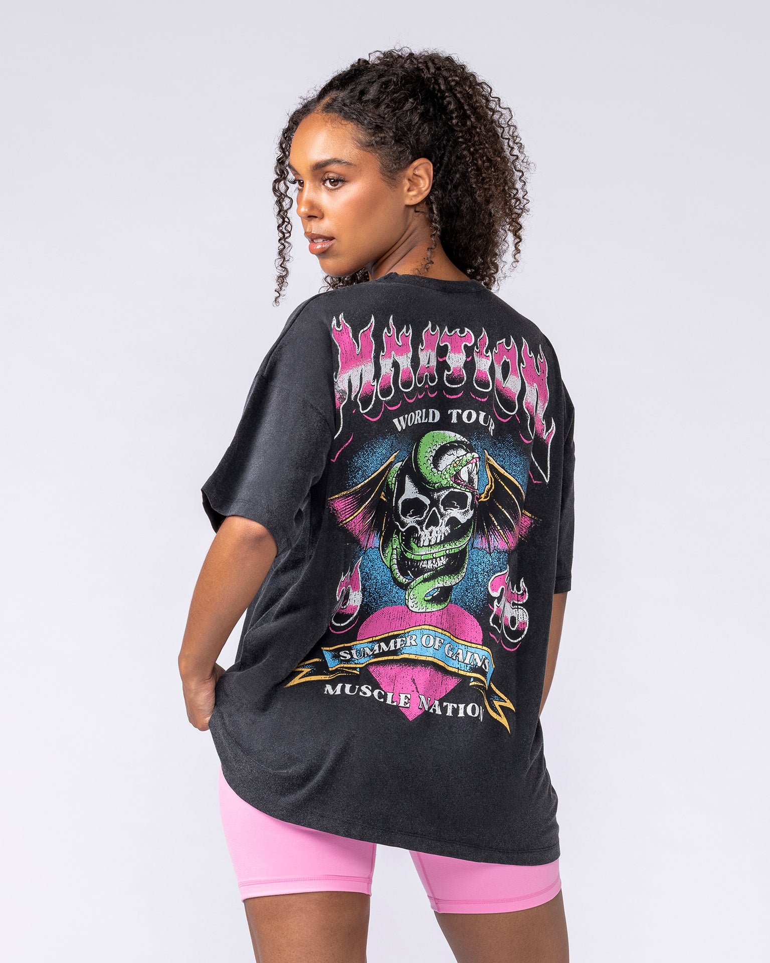 On Tour Oversized Tee - Washed Black