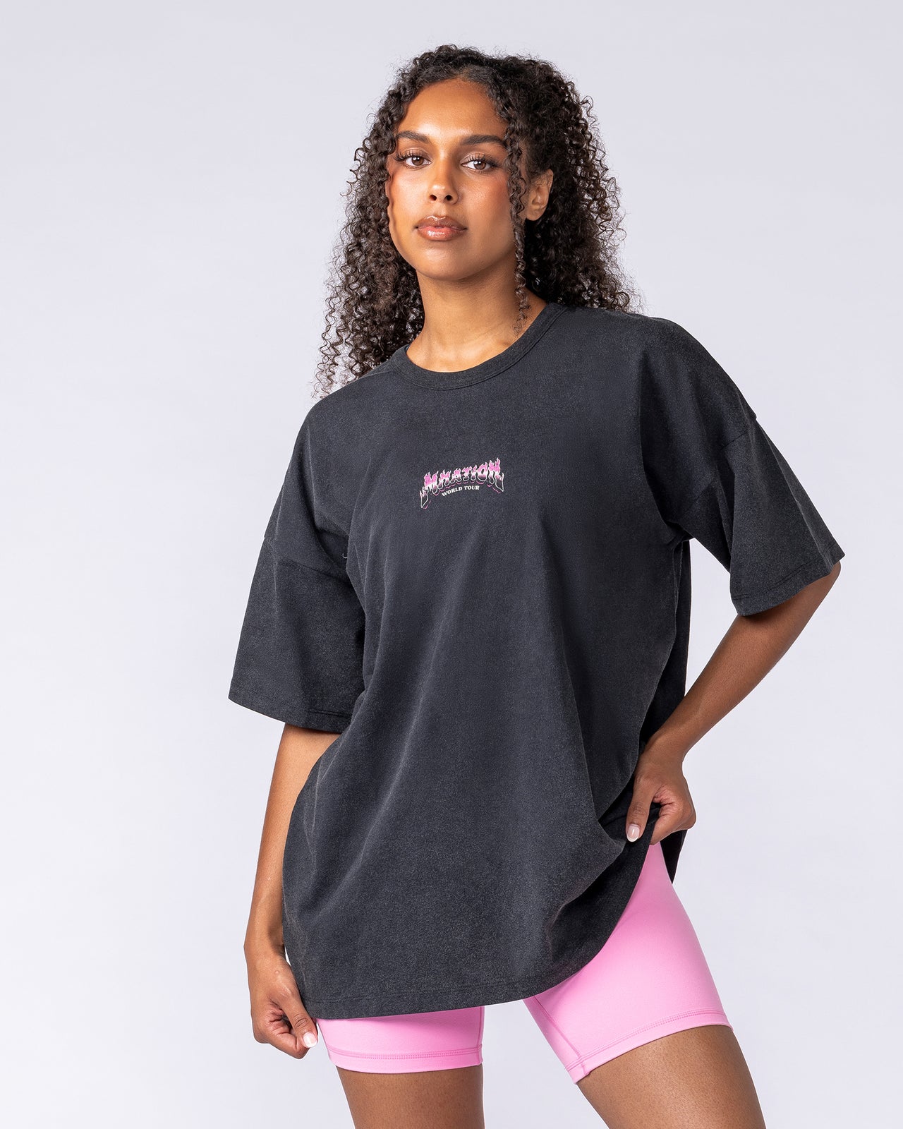 On Tour Oversized Tee - Washed Black