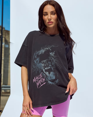 Panther Oversized Vintage Tee - Washed Black-T-Shirts-XXS-112576WSHBLK-XXS-MNAPPRL46380-1-Muscle Nation