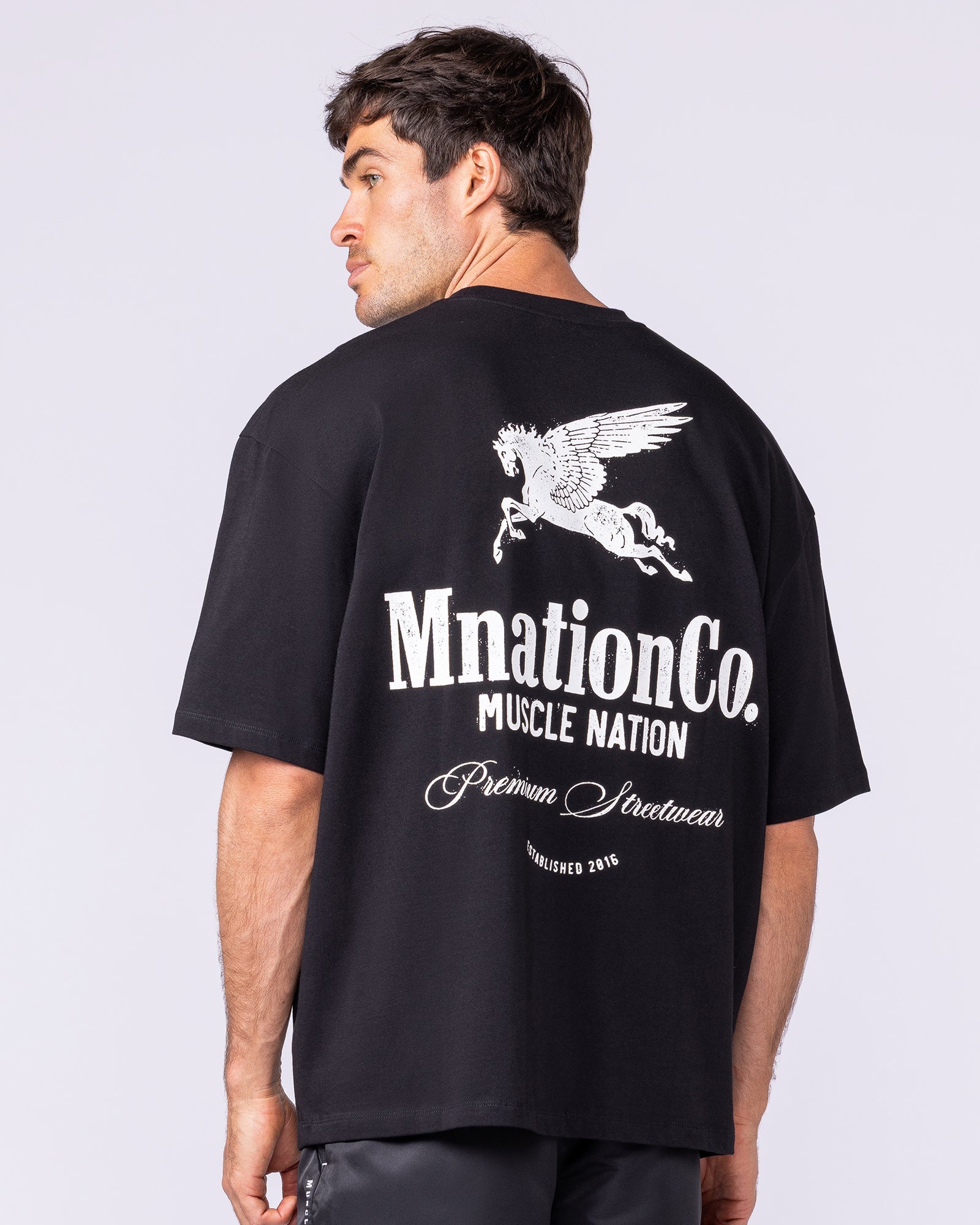 Pegasus Oversized Tee - Black-T-Shirts-XS-1125183BLK-XS-MNAPPRL47671-5-Muscle Nation