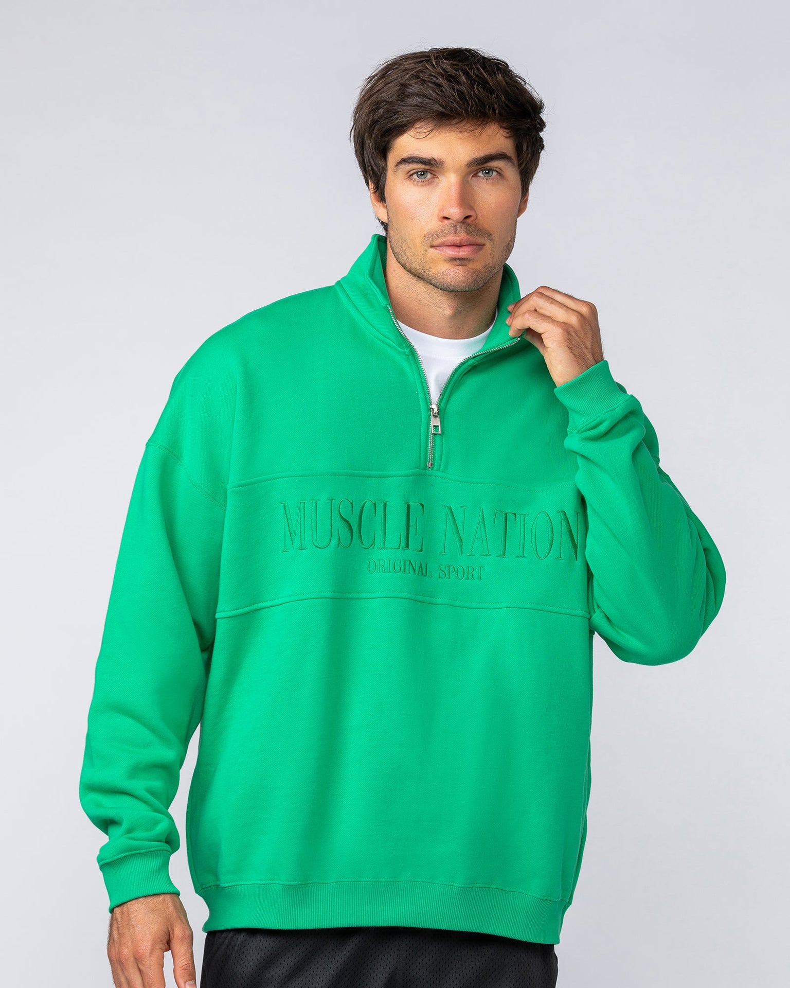 Prep Quarter Zip Through - Clover-Jumpers & Hoodies-XS-042512CLVR-XS-MNAPPRL41801-2-Muscle Nation