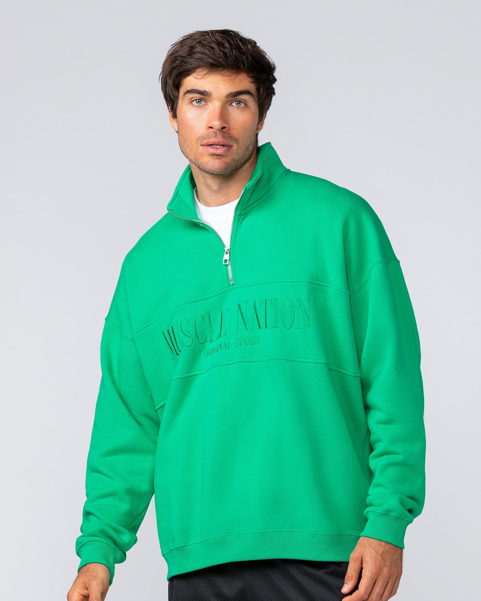 Prep Quarter Zip Through - Clover-Jumpers & Hoodies-XS-042512CLVR-XS-MNAPPRL41801-3-Muscle Nation