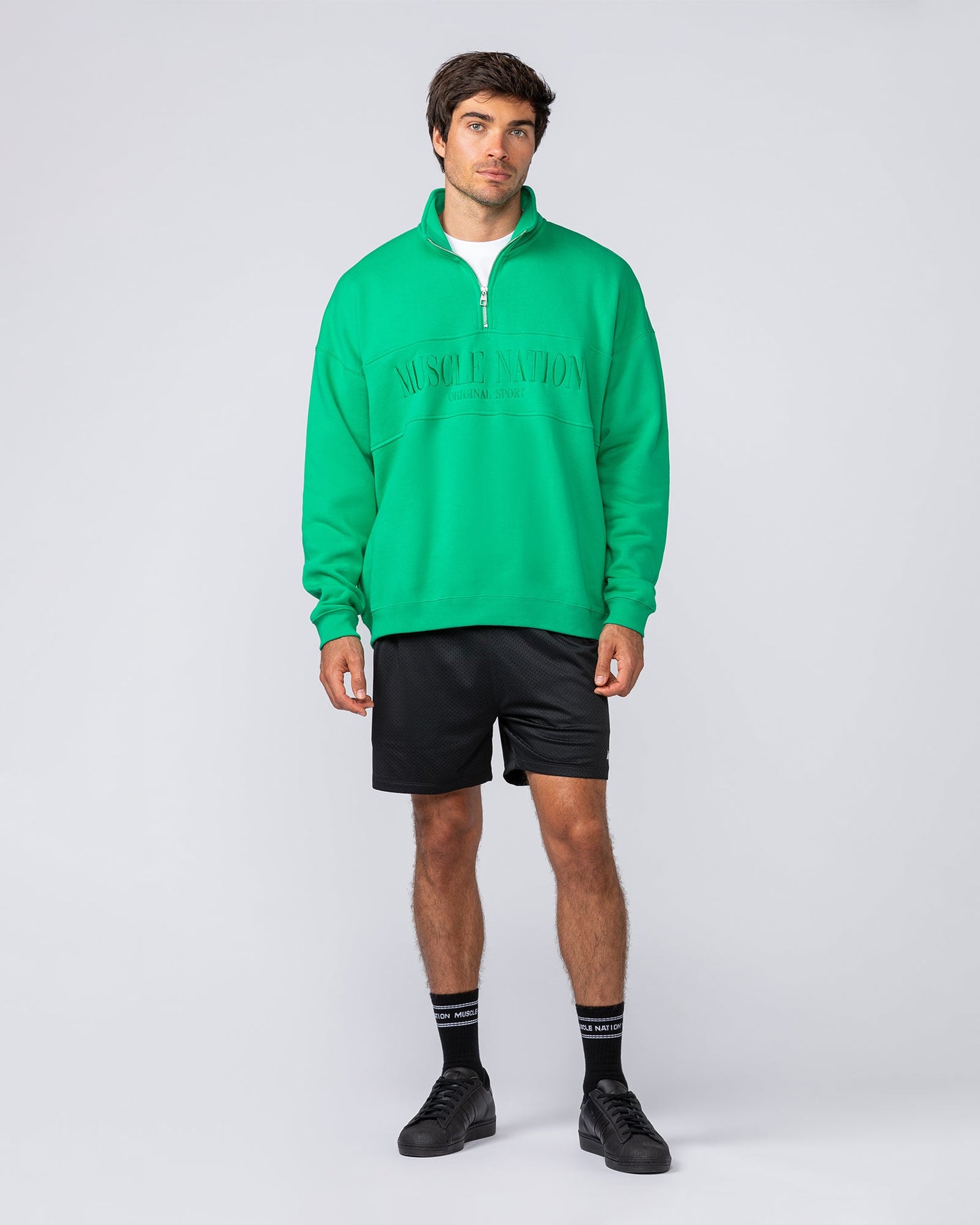 Prep Quarter Zip Through - Clover-Jumpers & Hoodies-XS-042512CLVR-XS-MNAPPRL41801-6-Muscle Nation