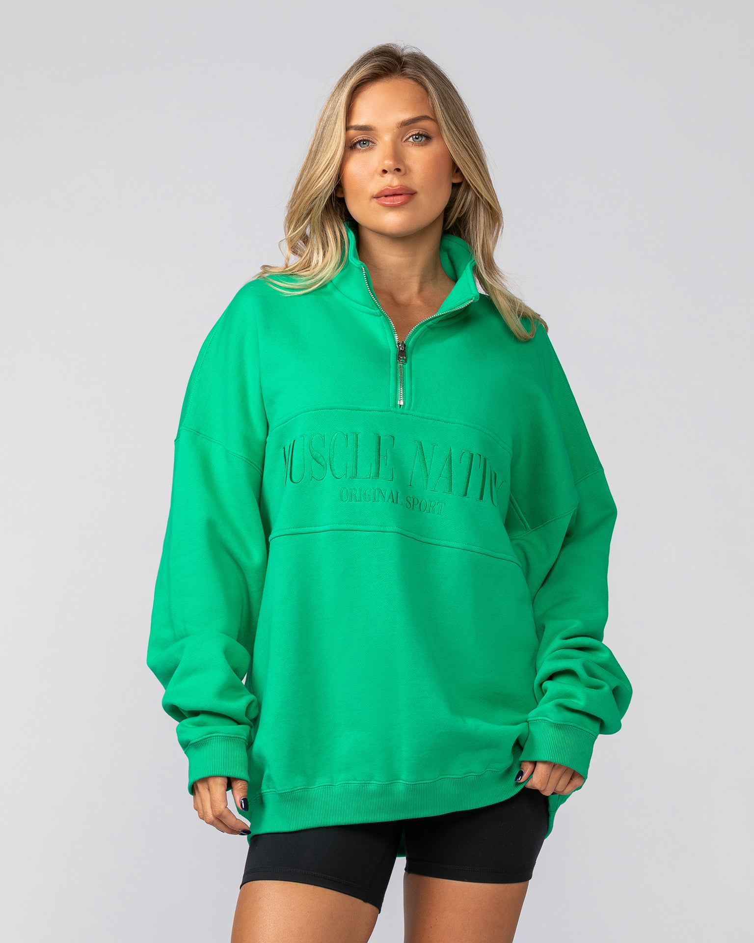 Prep Quarter Zip Through - Clover-Jumpers & Hoodies-XS-042512CLVR-XS-MNAPPRL41801-8-Muscle Nation