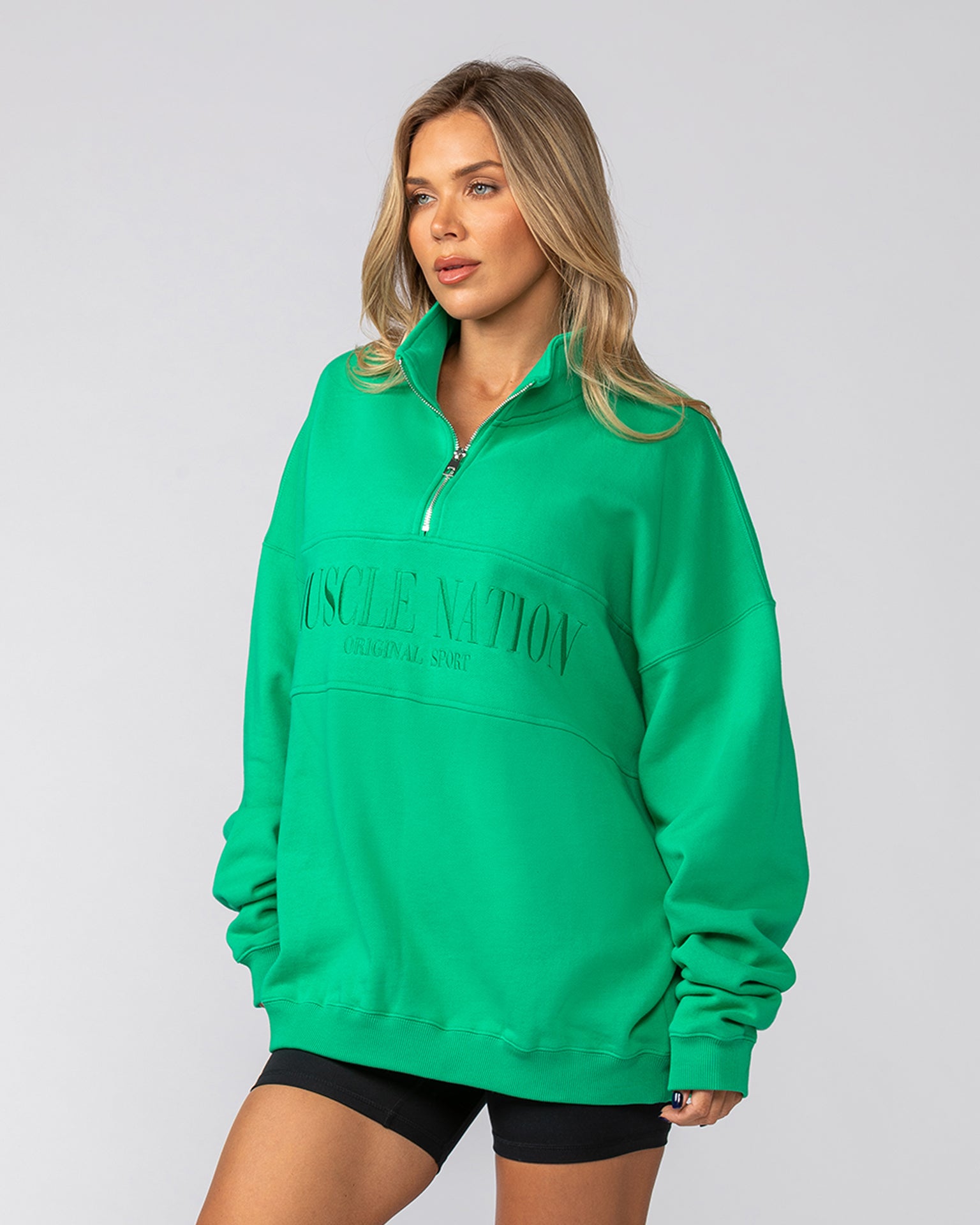 Prep Quarter Zip Through - Clover-Jumpers & Hoodies-XS-042512CLVR-XS-MNAPPRL41801-7-Muscle Nation