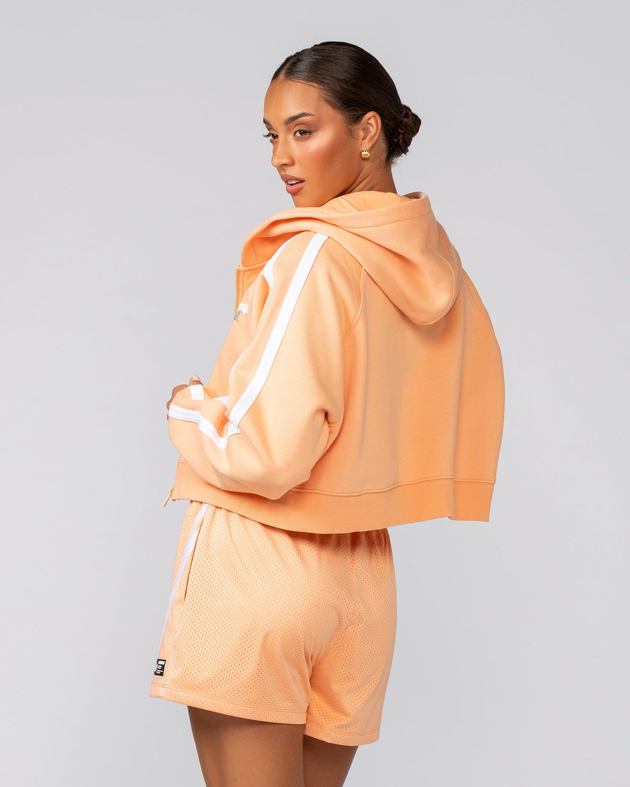 Recoup Cropped Zip Up Hoodie Melon - Muscle Nation women's hoodie, view 5