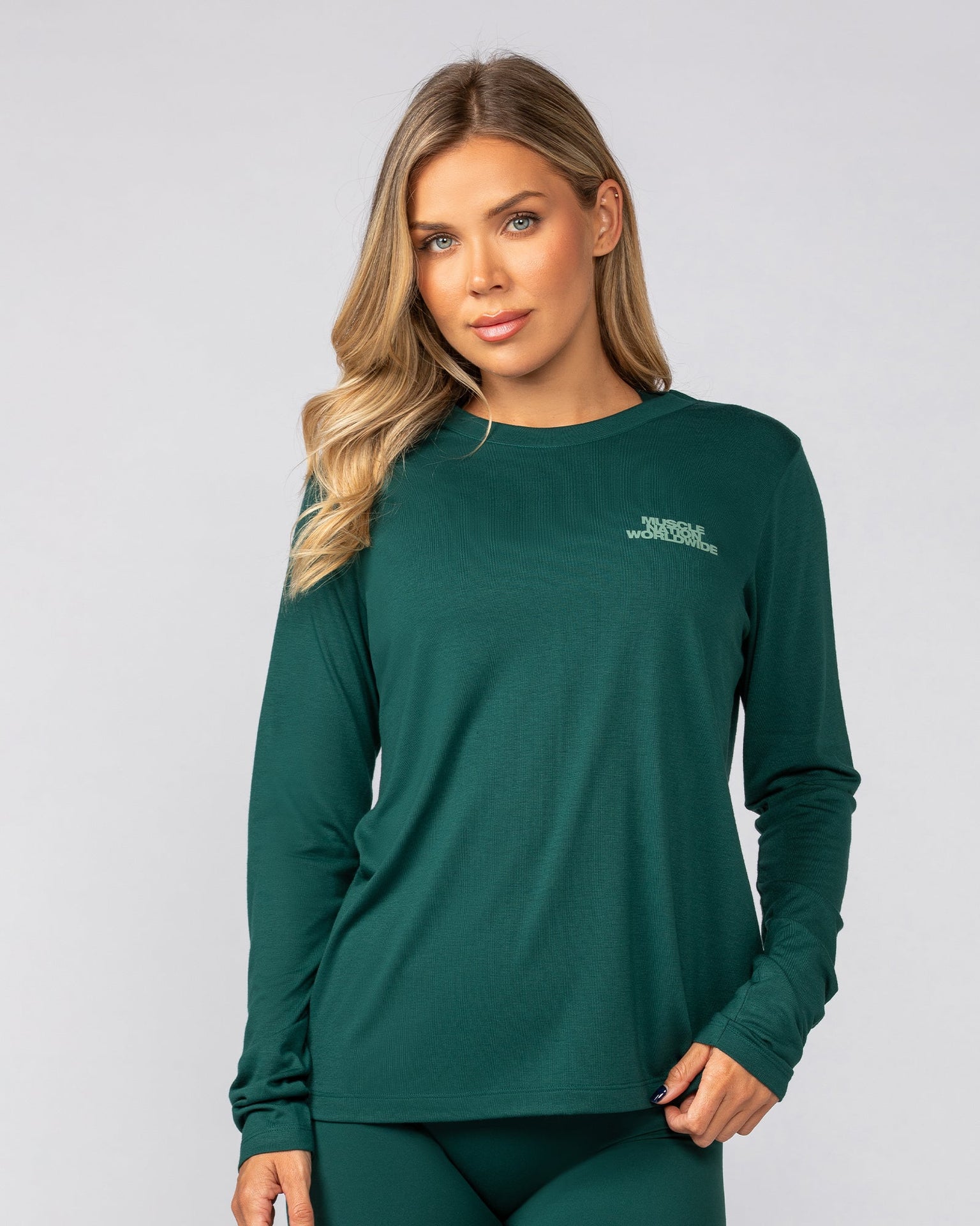 Refined Long Sleeve Tee - Evergreen-Long Sleeve T-Shirts-XXS-042539EVEGRN-XXS-MNAPPRL42377-1-Muscle Nation