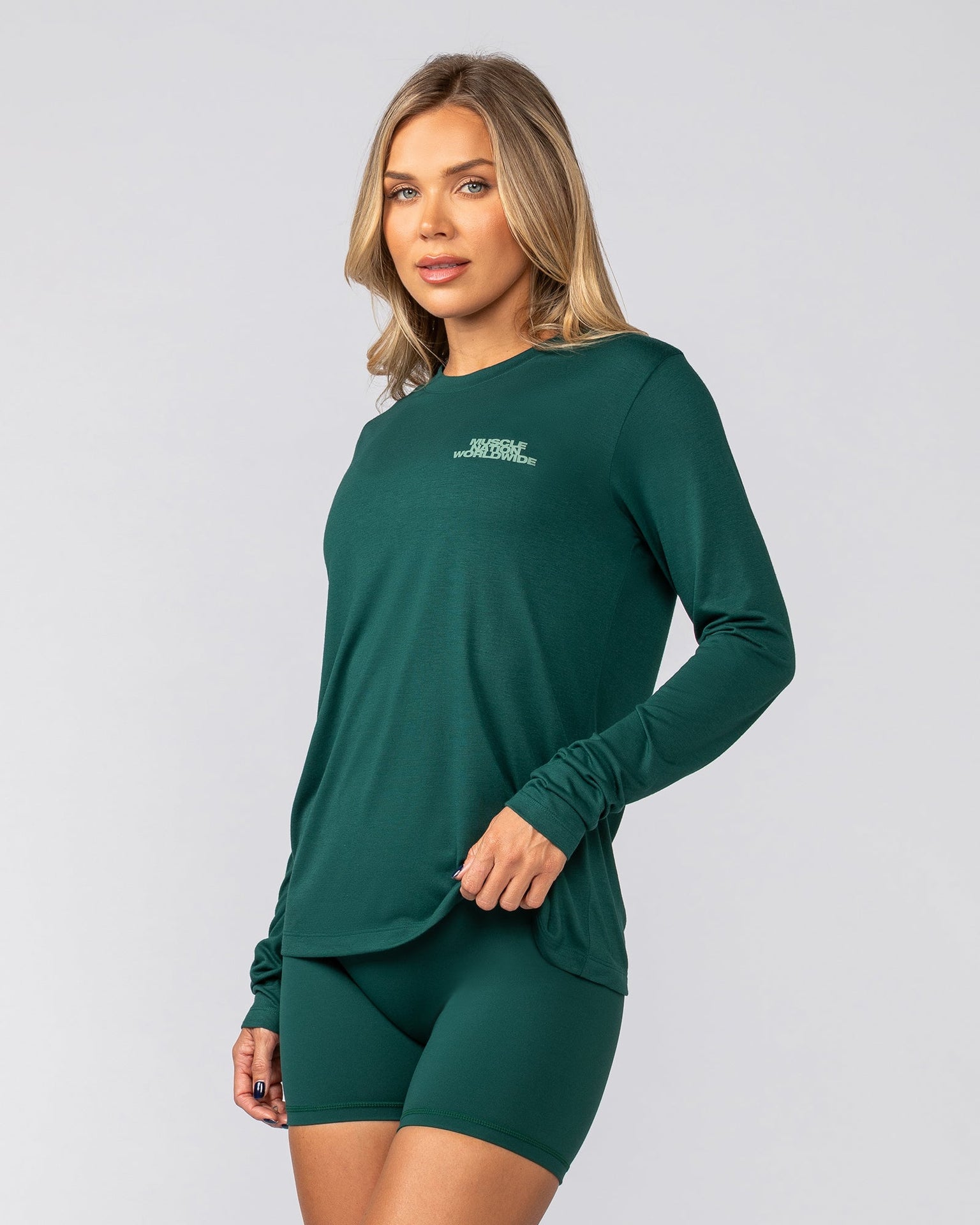 Refined Long Sleeve Tee - Evergreen-Long Sleeve T-Shirts-XXS-042539EVEGRN-XXS-MNAPPRL42377-3-Muscle Nation