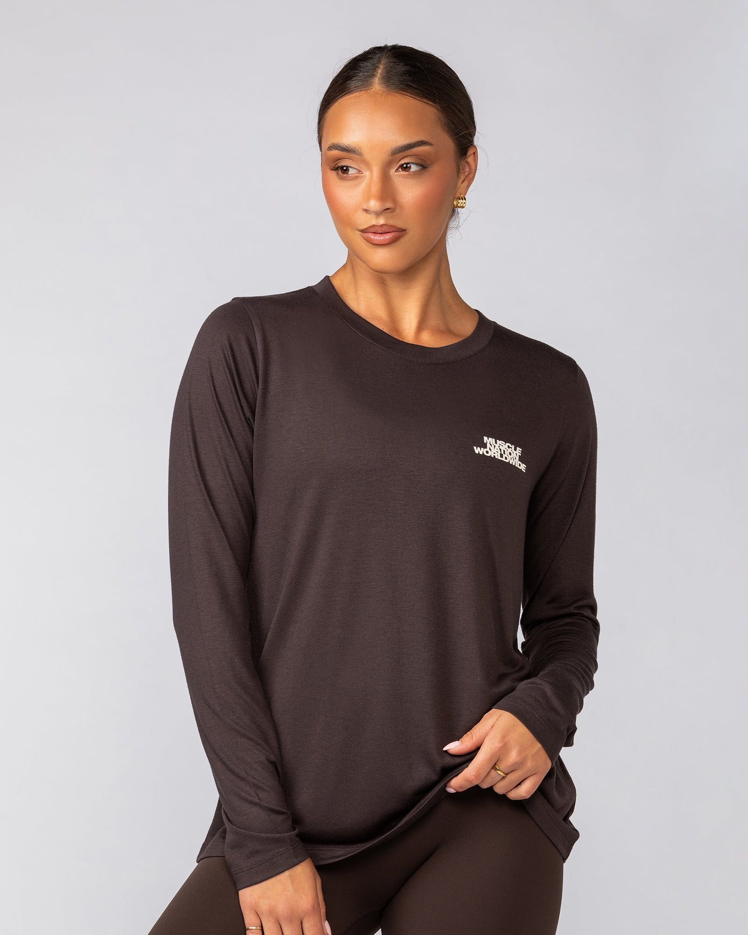 Refined Long Sleeve Tee - Raisin-Long Sleeve T-Shirts-XXS-042539RSN-XXS-MNAPPRL42368-2-Muscle Nation
