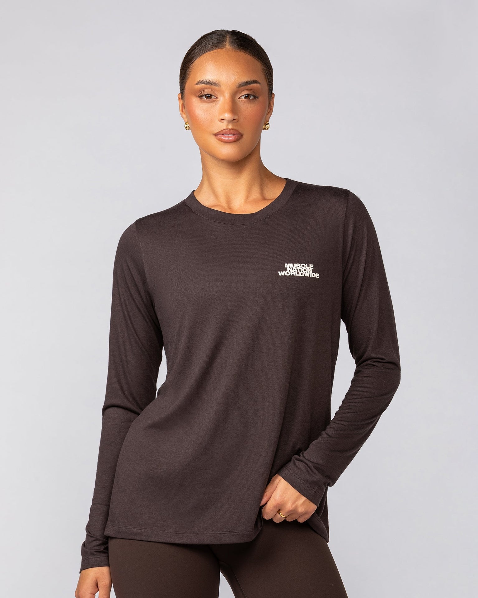 Refined Long Sleeve Tee - Raisin-Long Sleeve T-Shirts-XXS-042539RSN-XXS-MNAPPRL42368-3-Muscle Nation