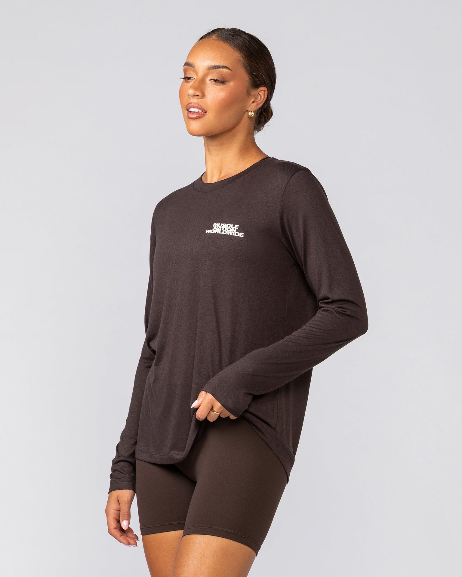 Refined Long Sleeve Tee - Raisin-Long Sleeve T-Shirts-XXS-042539RSN-XXS-MNAPPRL42368-4-Muscle Nation