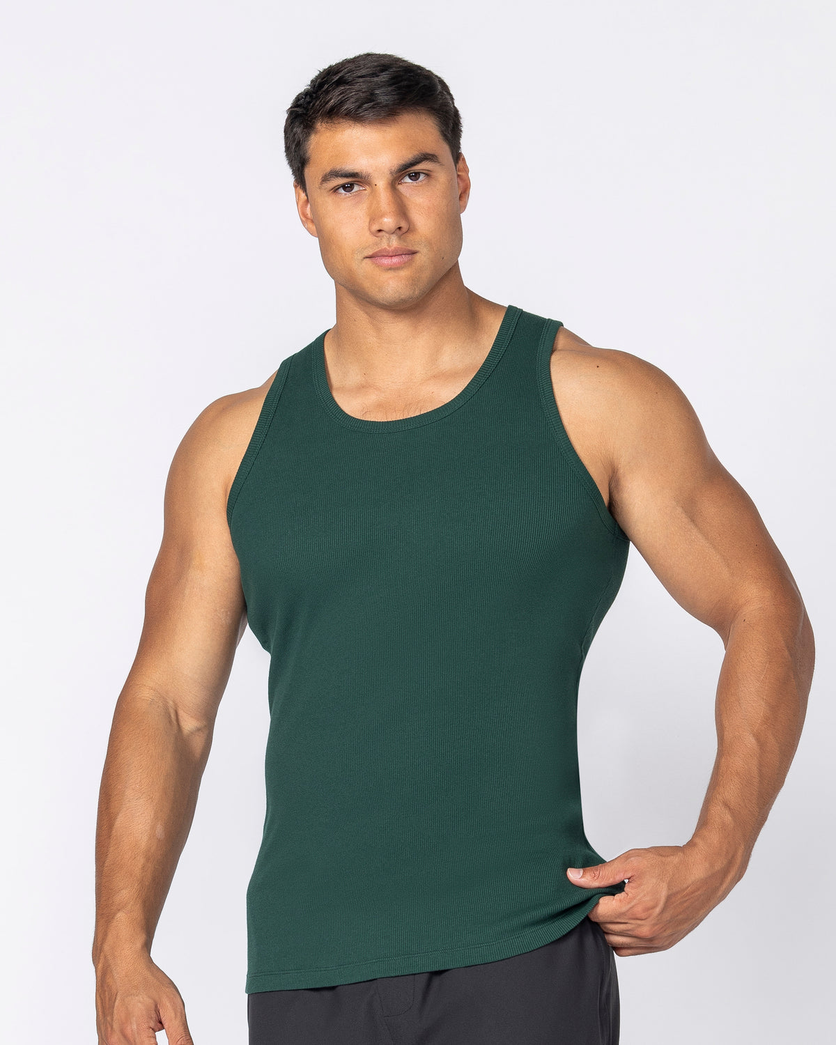 Rib Fitted Training Tank - Sporting Green