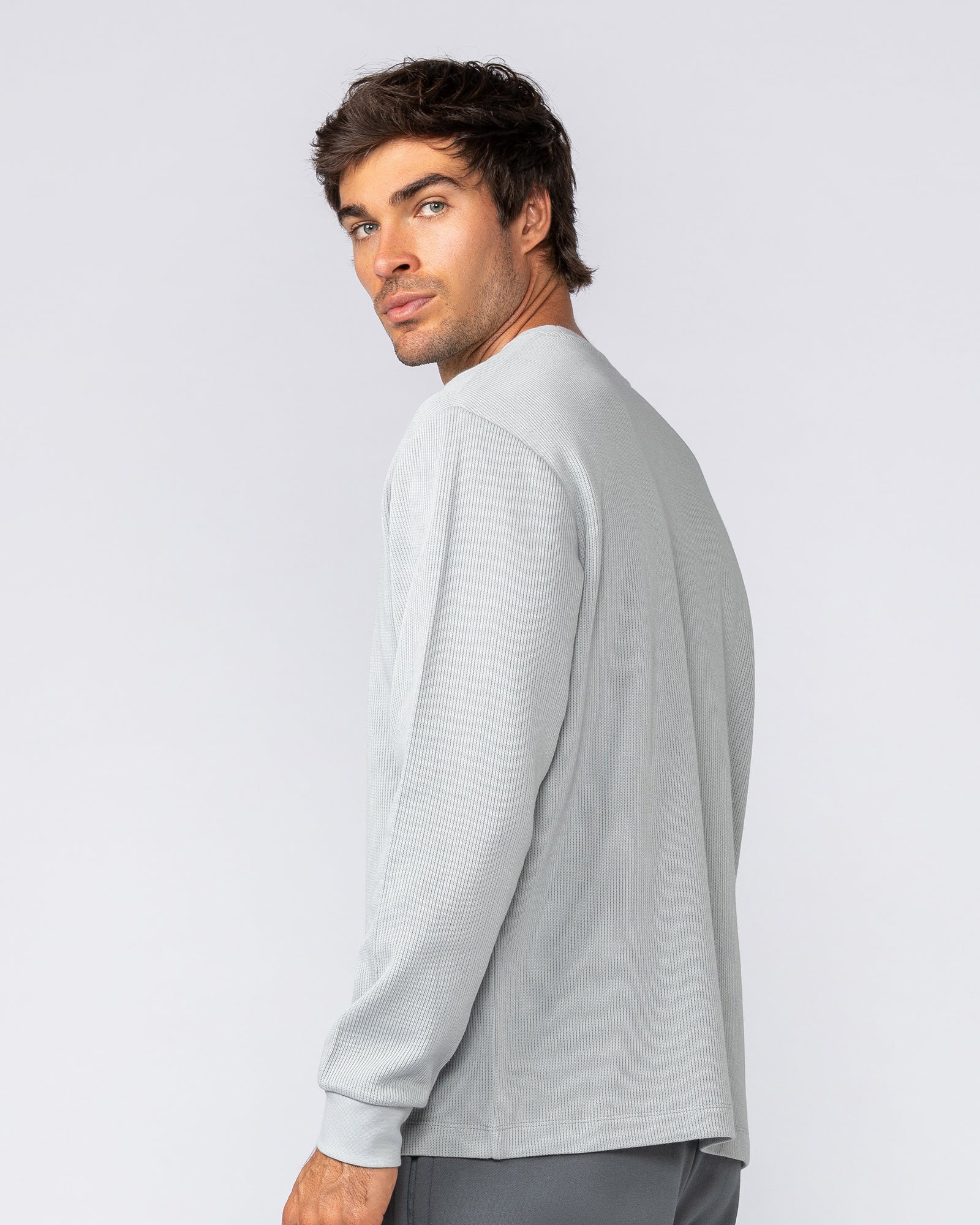 Rib Long Sleeve Tee - Light Grey – Muscle Nation