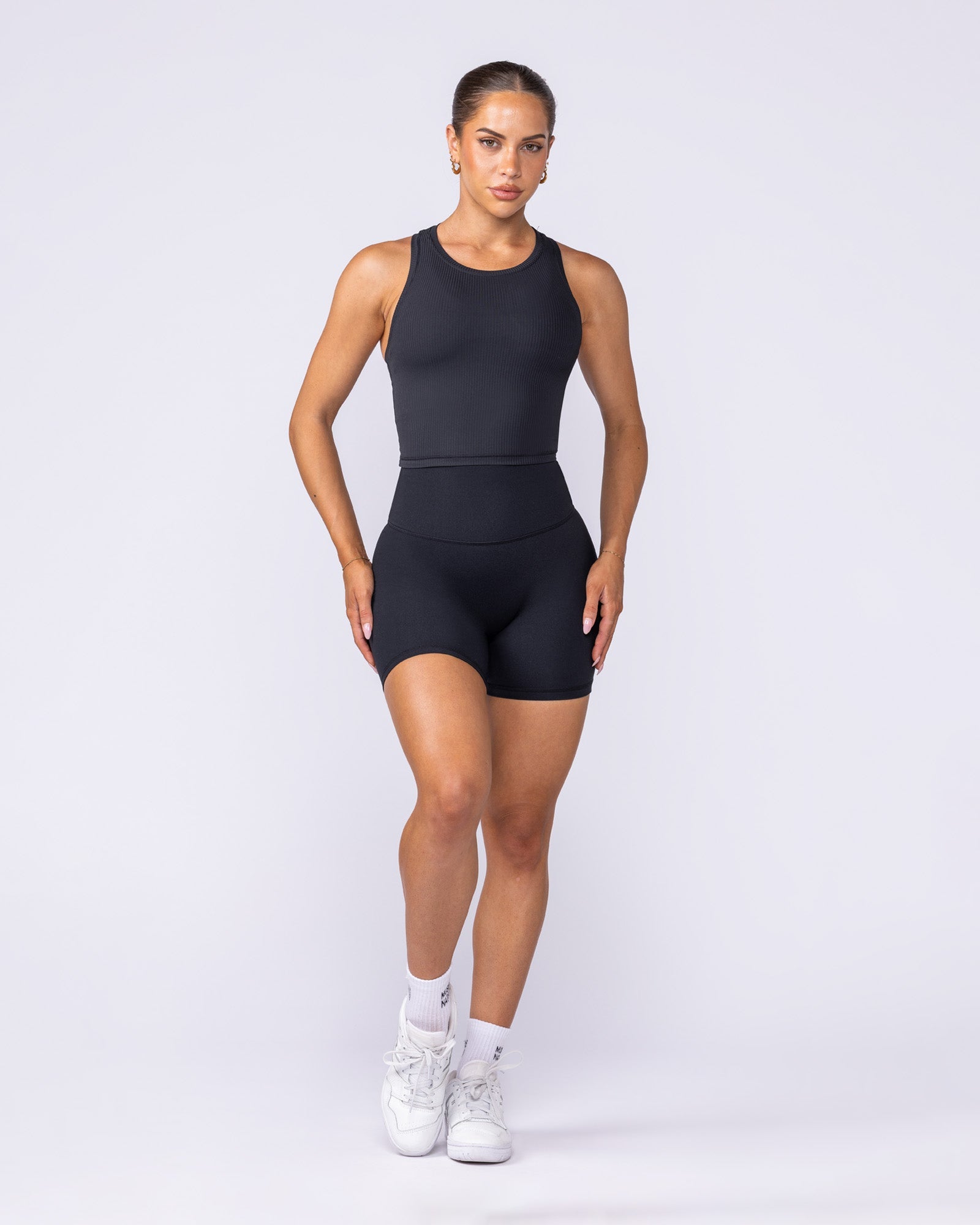 Rib Staple Cropped Tank - Black-Singlets & Tanks-XXS-082432BLK-XXS-MNAPPRL32388-5-Muscle Nation