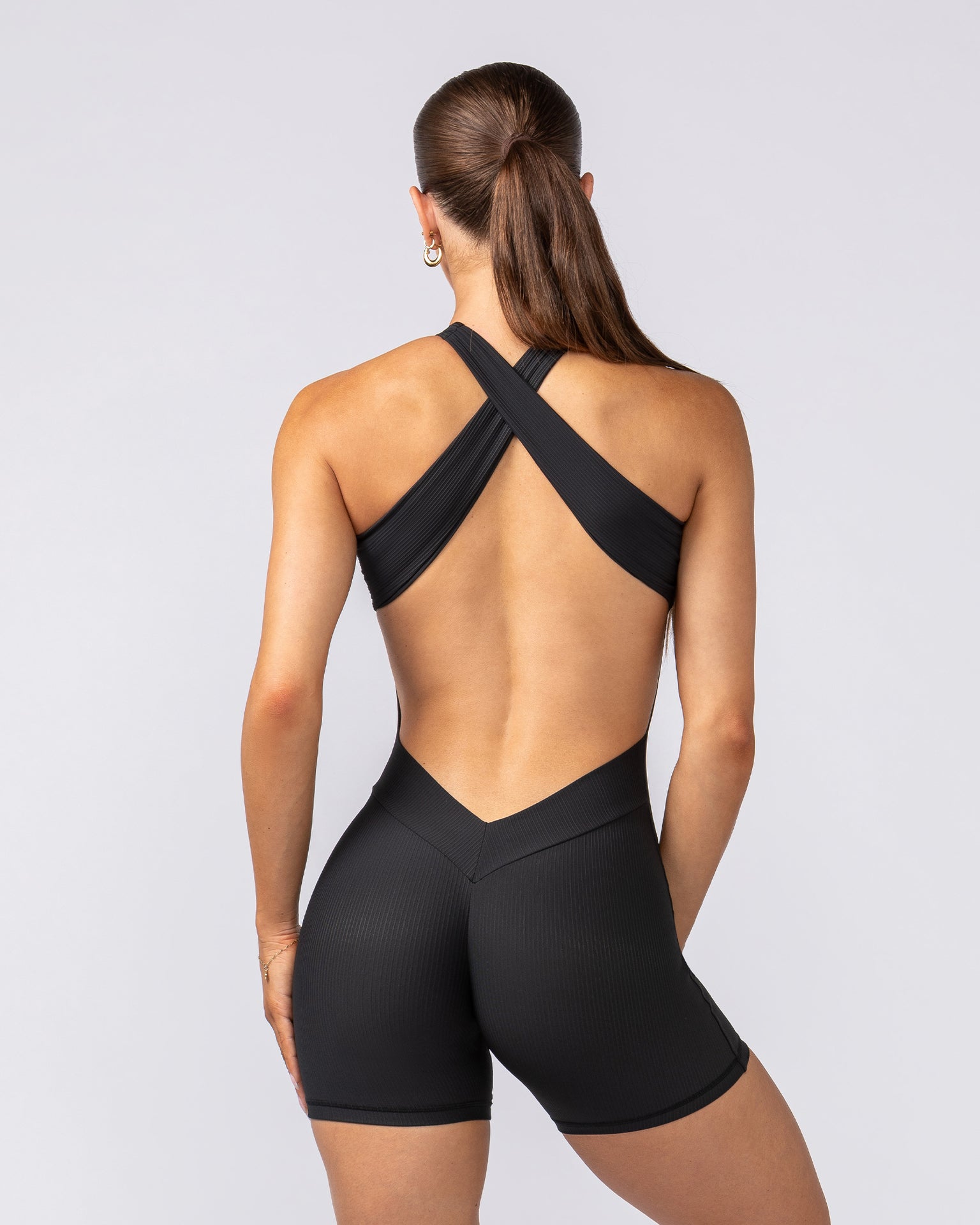 Rib Zip Up One Piece - Black-One Piece-XXS-082430BLK-XXS-MNAPPRL42846-6-Muscle Nation