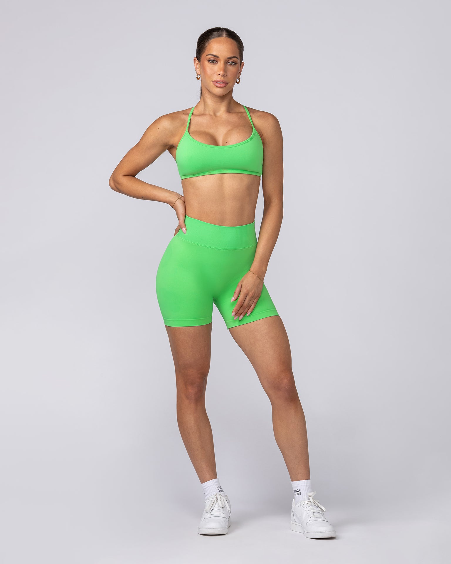 Sculpt Seamless Midway Shorts - Neon Apple-Shorts-XS-062423NEOAPPL-XS-MNAPPRL32695-7-Muscle Nation