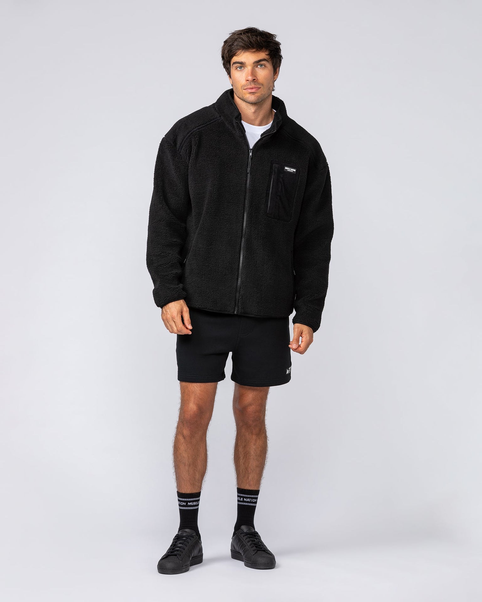 Staple Sherpa Zip Through Jacket - Black-Jackets-S-042517BLK-S-MNAPPRL42464-8-Muscle Nation