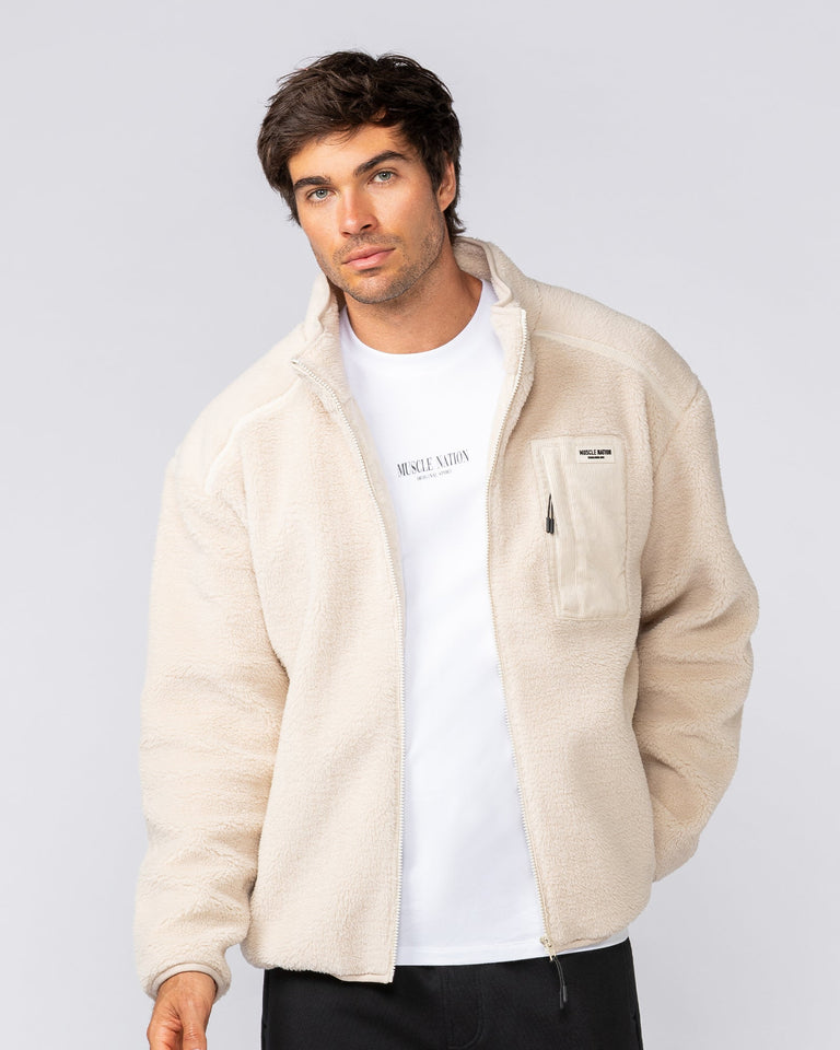 Staple Sherpa Zip Through Jacket Cream – Muscle Nation