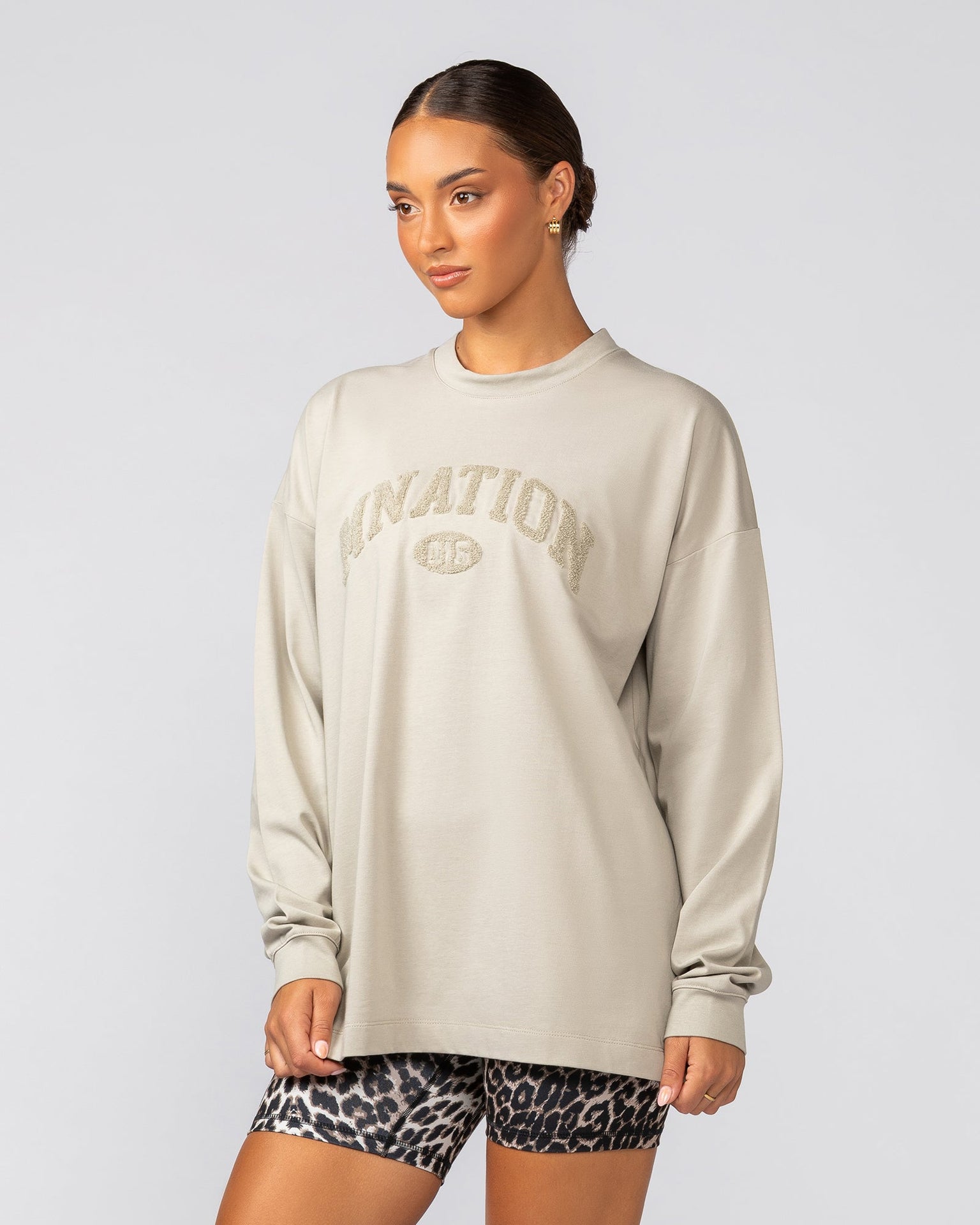 Stats Oversized Long Sleeve Tee - Stone-Long Sleeve T-Shirts-XXS-022537STONE-XXS-MNAPPRL42113-3-Muscle Nation