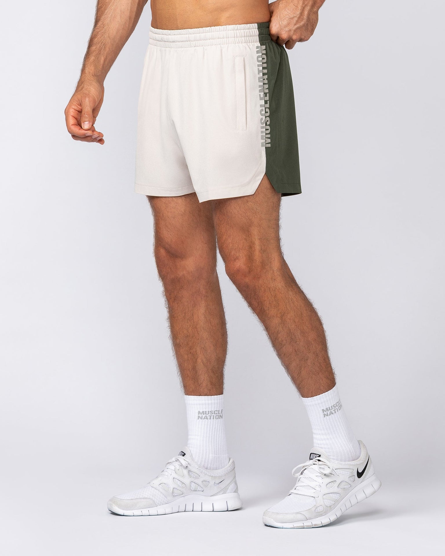 Stride 3.5" Shorts - Cream / Dark Khaki-Shorts-S-042515CRMDKH-S-MNAPPRL41929-1-Muscle Nation