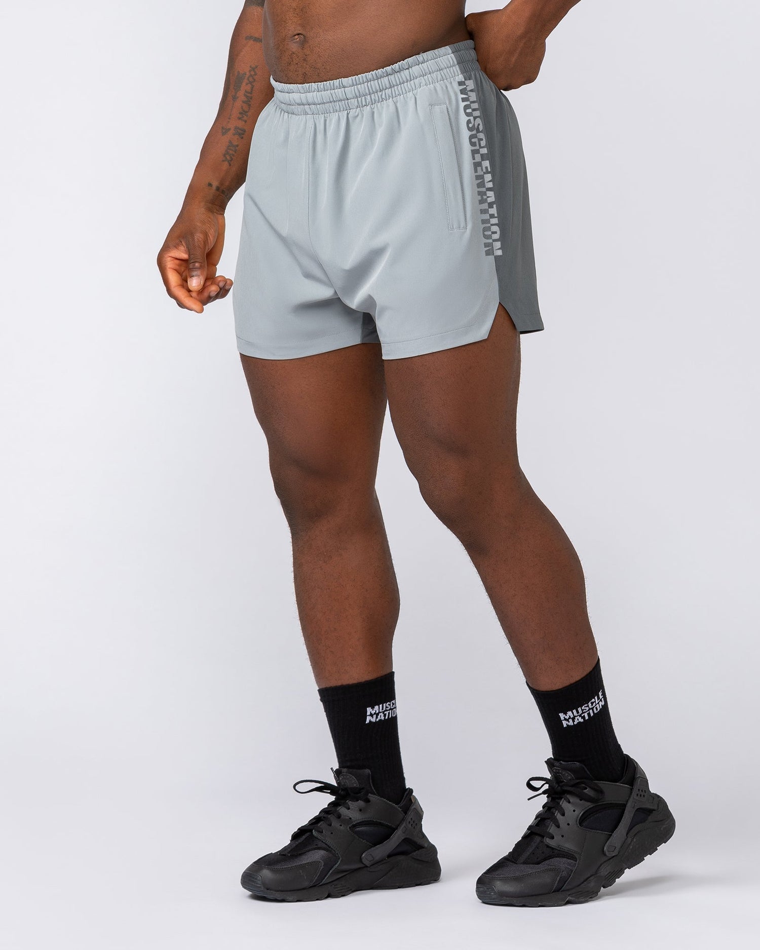 Stride 3.5" Shorts Jet Grey / Tornado - Muscle Nation men's gym shorts