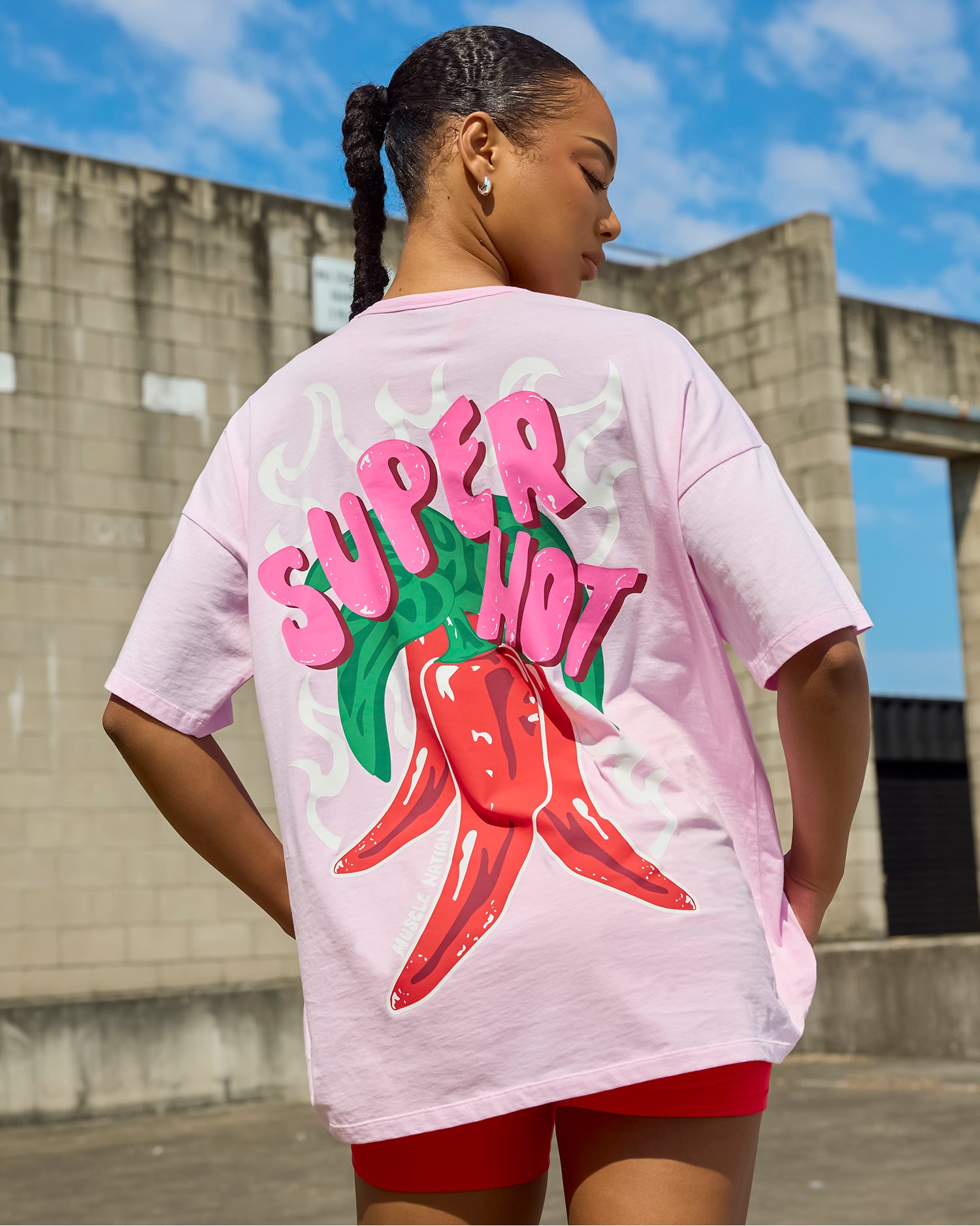 Super Hot Oversized Tee - Pink Lady-T-Shirts-XXS-112543PKLY-XXS-MNAPPRL46619-1-Muscle Nation