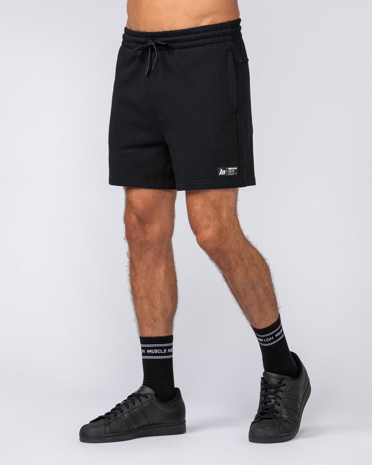 Sweat 5" Shorts - Black-Shorts-S-032444BLK-S-MNAPPRL30634-2-Muscle Nation