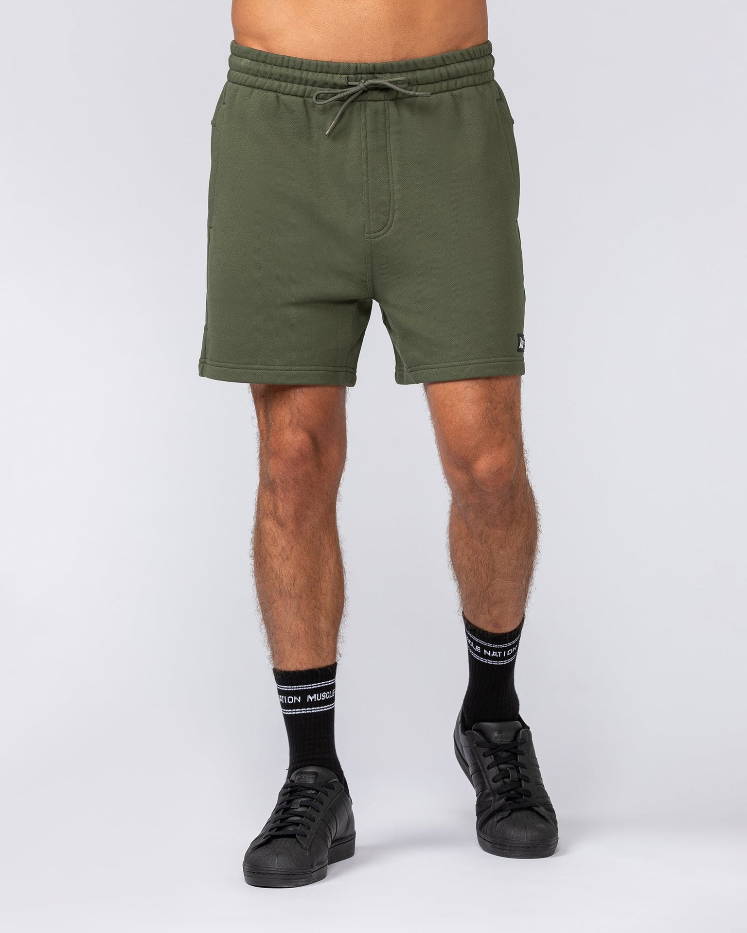 Sweat 5" Shorts - Dark Khaki-Shorts-S-042507DKHAKI-S-MNAPPRL41957-4-Muscle Nation