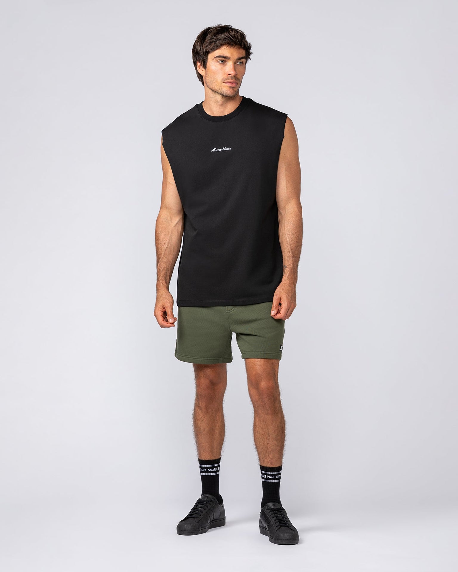 Sweat 5" Shorts - Dark Khaki-Shorts-S-042507DKHAKI-S-MNAPPRL41957-5-Muscle Nation