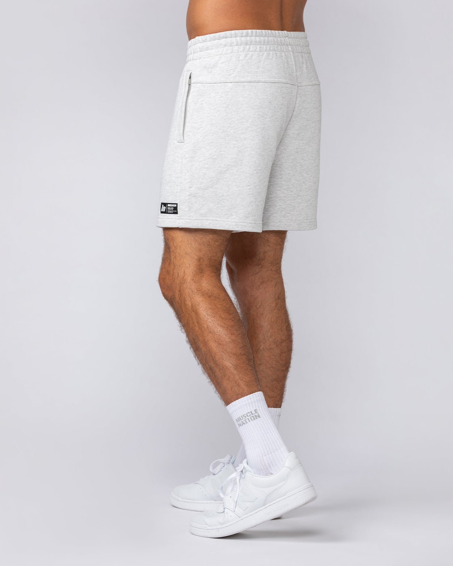 Sweat 5" Shorts - Snow Grey Marl-Shorts-S-042507SNGRYMR-S-MNAPPRL41950-3-Muscle Nation