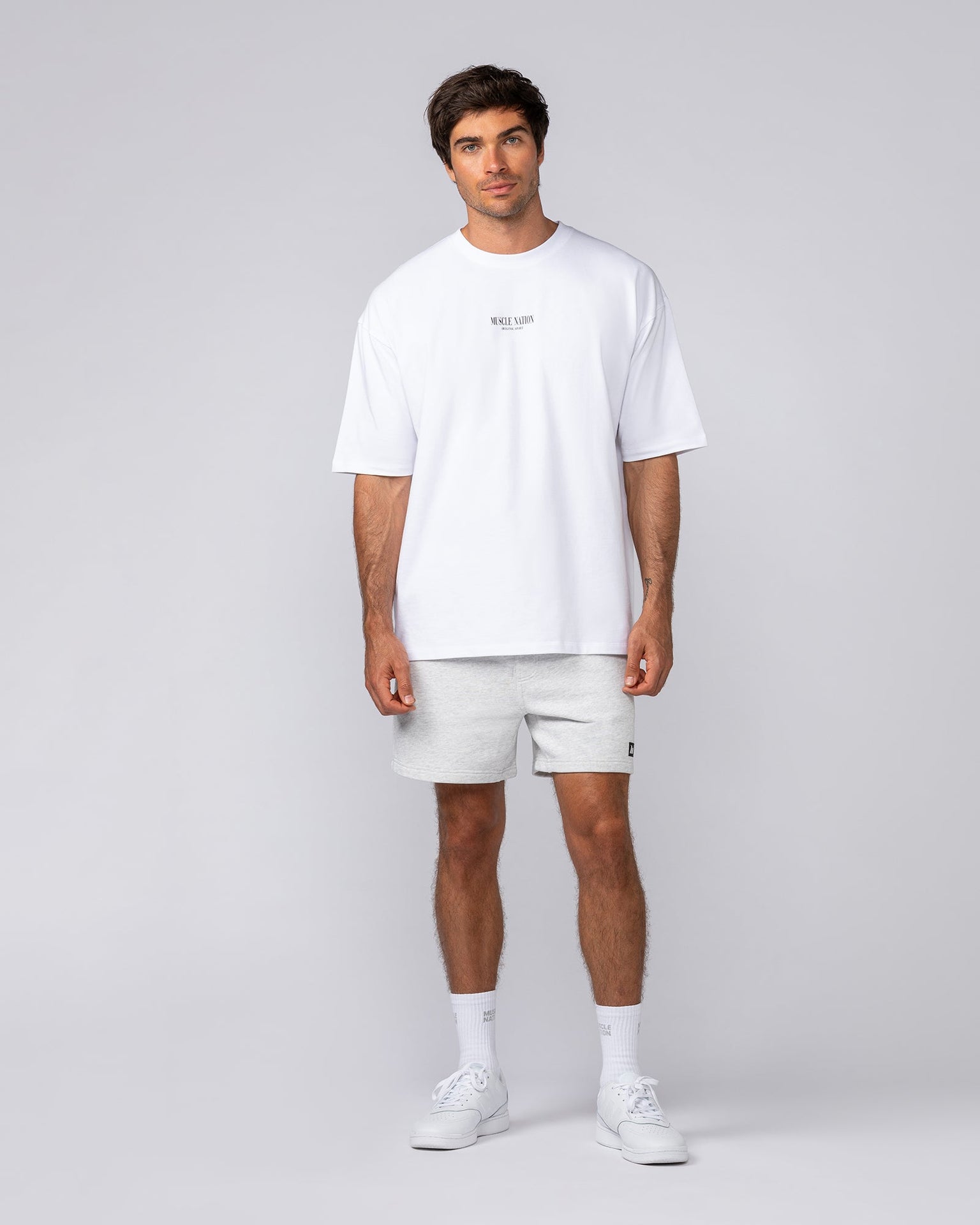 Sweat 5" Shorts - Snow Grey Marl-Shorts-S-042507SNGRYMR-S-MNAPPRL41950-5-Muscle Nation