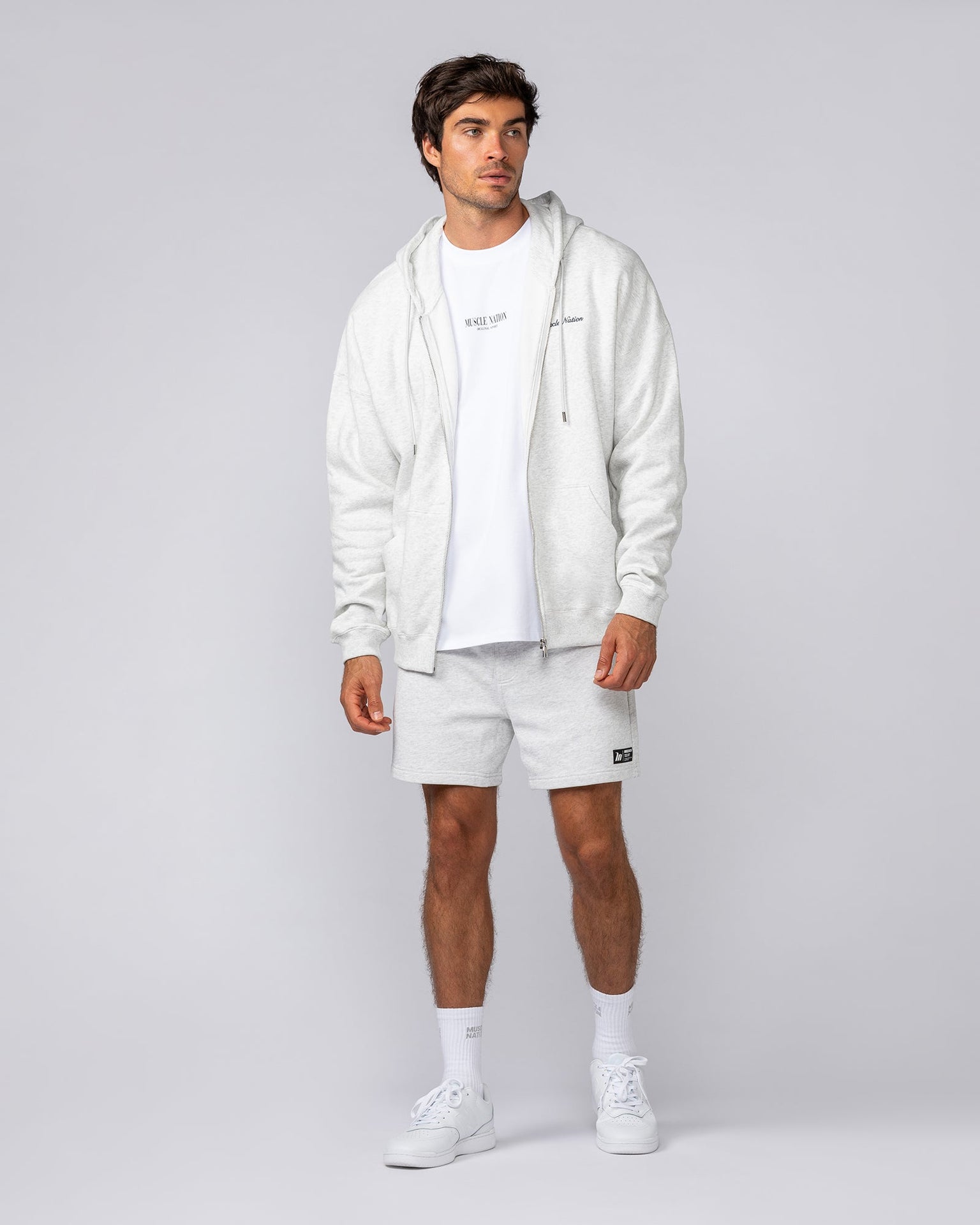 Sweat 5" Shorts - Snow Grey Marl-Shorts-S-042507SNGRYMR-S-MNAPPRL41950-6-Muscle Nation