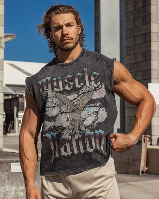 Take Flight Vintage Boxy Muscle Tank - Washed Black-Singlets & Tanks-S-082522WSHBLK-S-MNAPPRL43978-1-Muscle Nation
