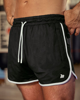 Tech Camo Retro Shorts - Black Camo-Shorts-S-112550BLKCAMO-S-MNAPPRL47125-1-Muscle Nation