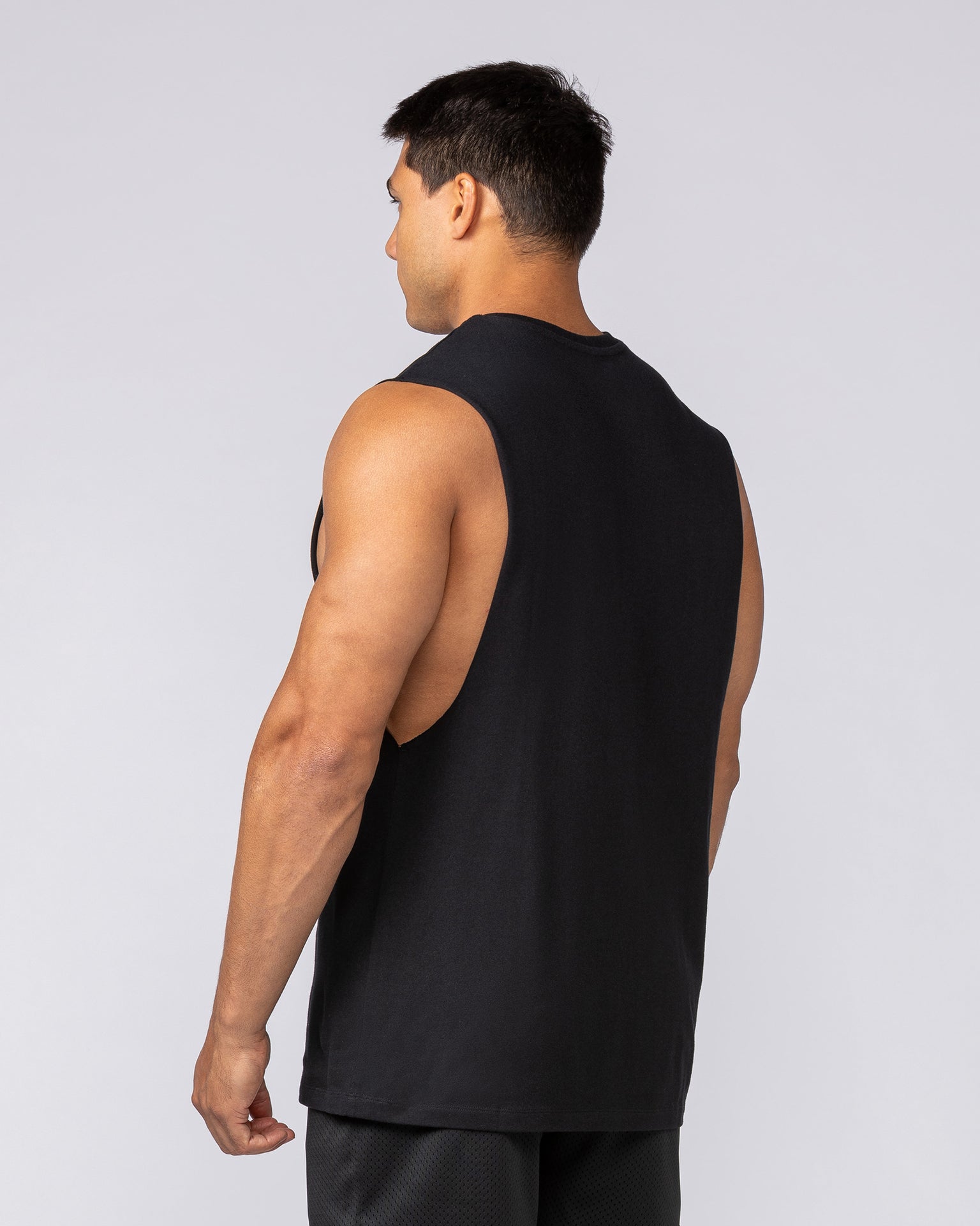 Varsity Training Drop Arm Tank - Black-Singlets & Tanks-S-072503BLK-S-MNAPPRL44035-3-Muscle Nation