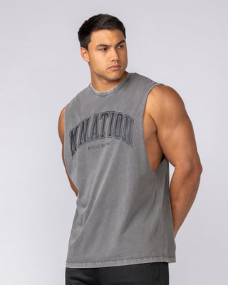 Varsity Training Drop Arm Vintage Tank - Washed Tornado-Singlets & Tanks-S-072505WSHTORN-S-MNAPPRL44064-2-Muscle Nation