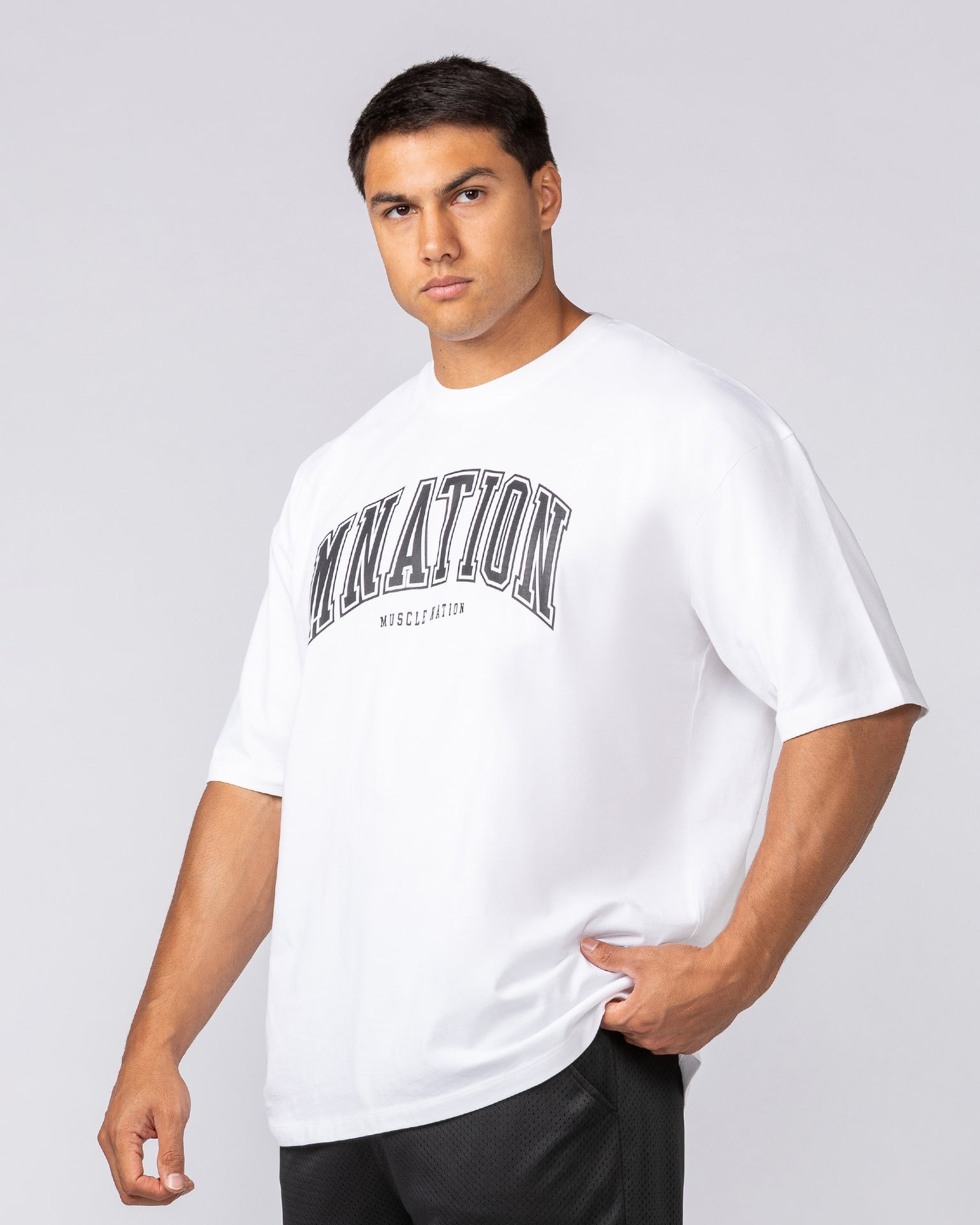 Varsity Training Oversized Tee - White-T-Shirts-XS-072502WHT-XS-MNAPPRL44027-3-Muscle Nation