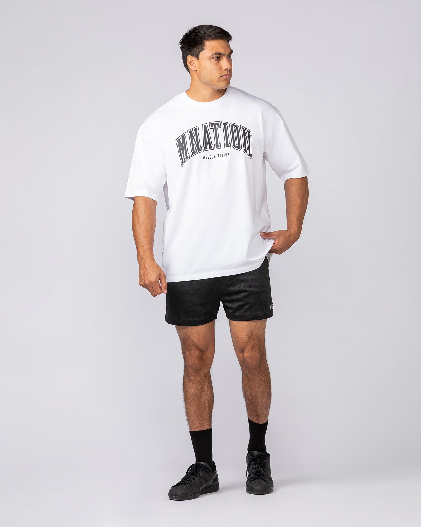 Varsity Training Oversized Tee - White-T-Shirts-XS-072502WHT-XS-MNAPPRL44027-6-Muscle Nation