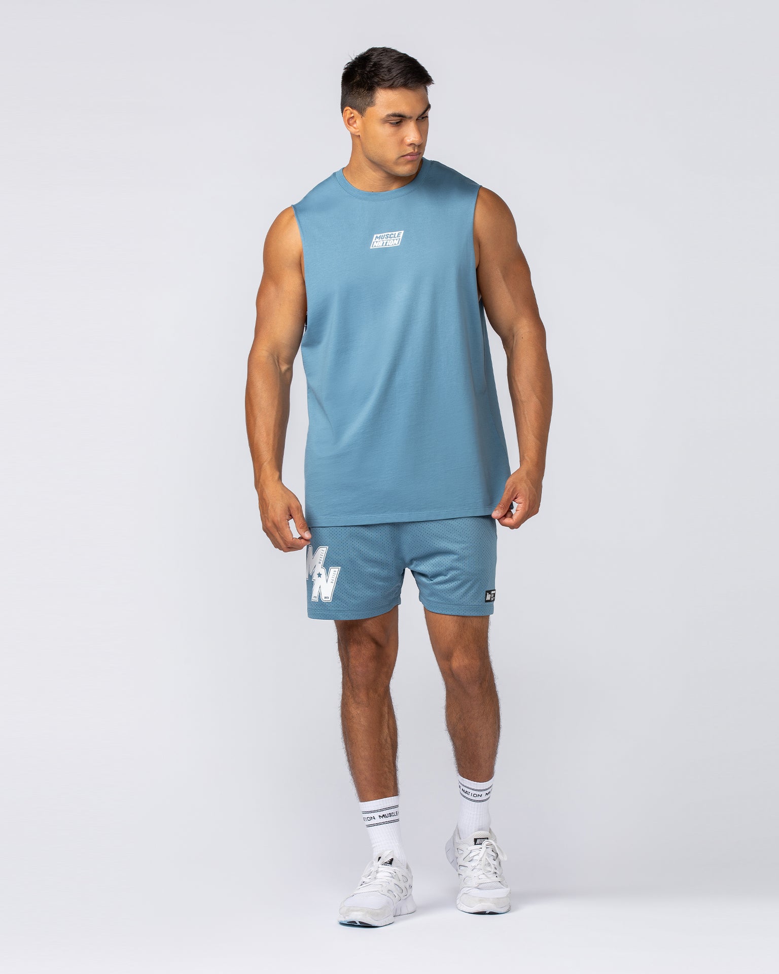 Throwback Training Tank - Pale Thunder-Singlets & Tanks-S-092413PLTHNDR-S-MNAPPRL40066-6-Muscle Nation