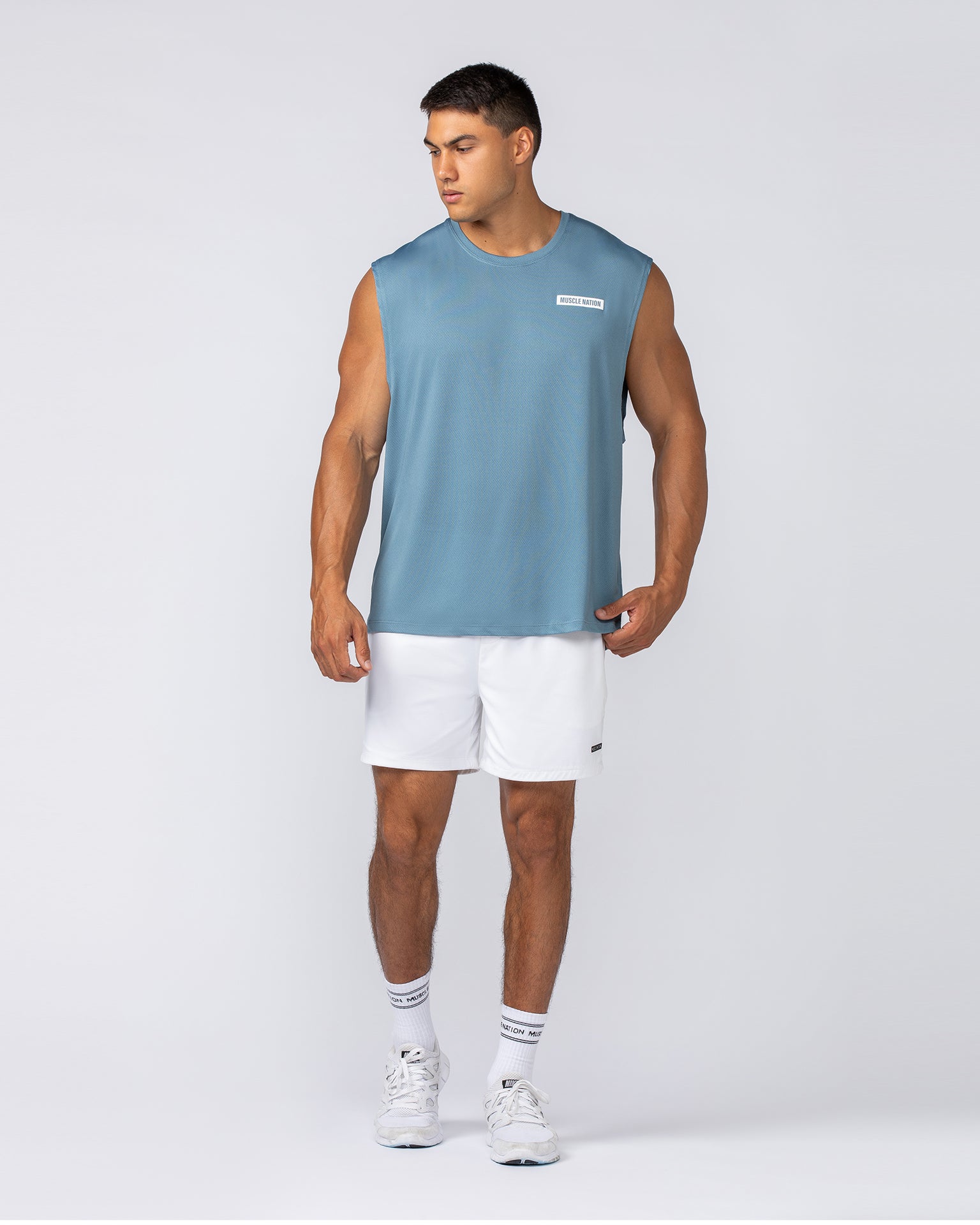 On Repeat Training 5" Shorts - White-Shorts-S-092411WHT-S-MNAPPRL40024-6-Muscle Nation