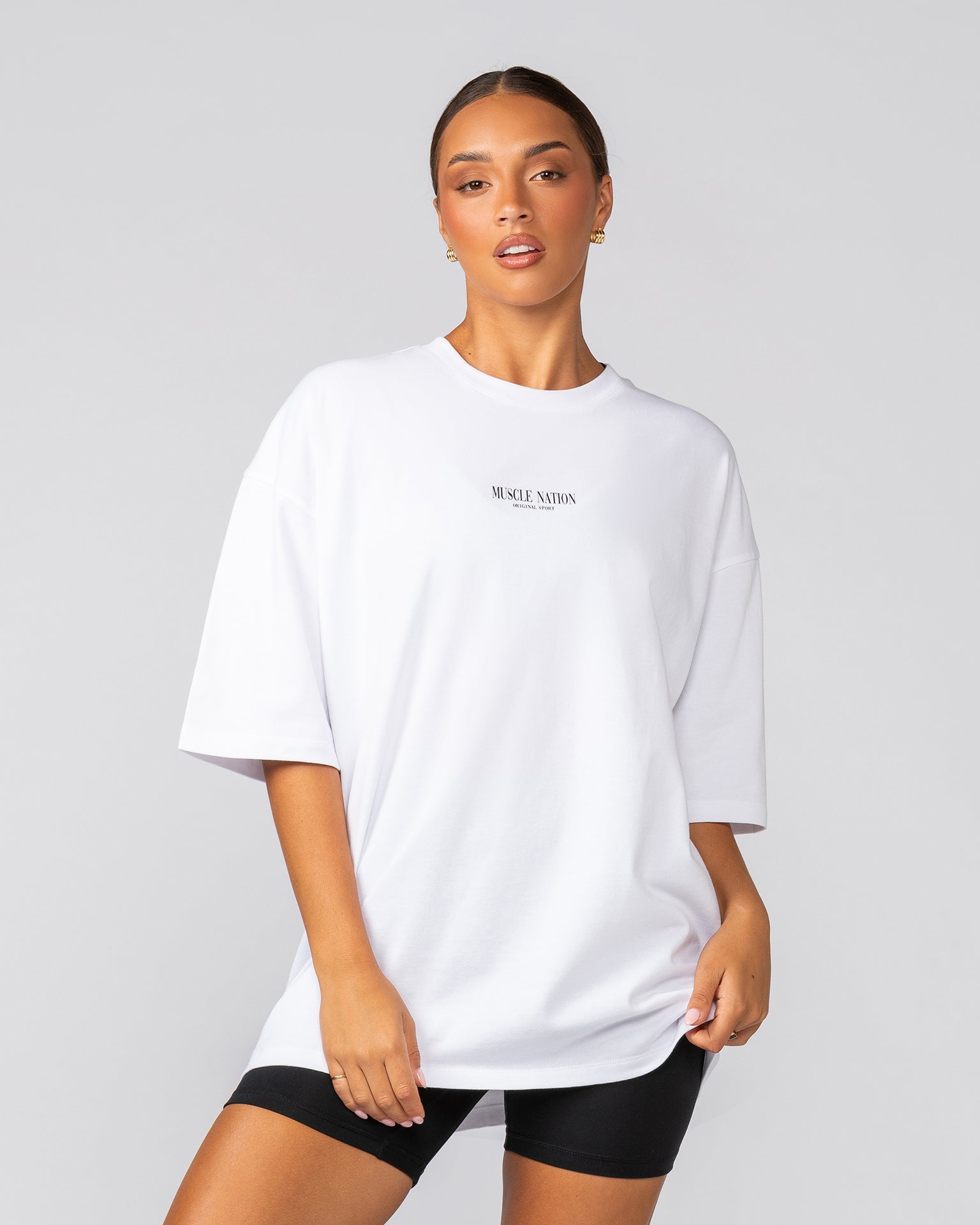 Weekender Oversized Tee - White-T-Shirts-XS-042505WHT-XS-MNAPPRL43314-6-Muscle Nation