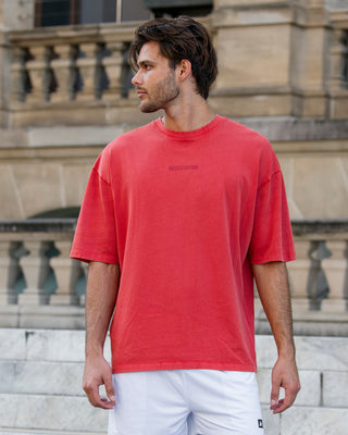 Worldwide Oversized Vintage Tee - Washed Red-T-Shirts-XS-1125186WSHRED-XS-MNAPPRL47872-1-Muscle Nation