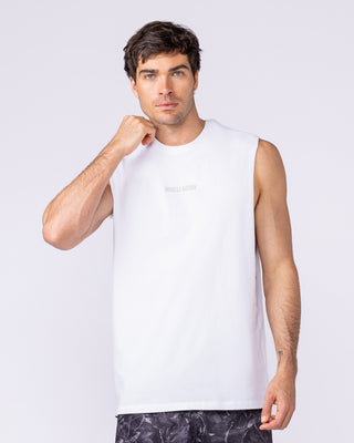 Training Drop Arm Tank - White-Singlets & Tanks-S-1125219WHT-S-MNAPPRL47896-2-Muscle Nation
