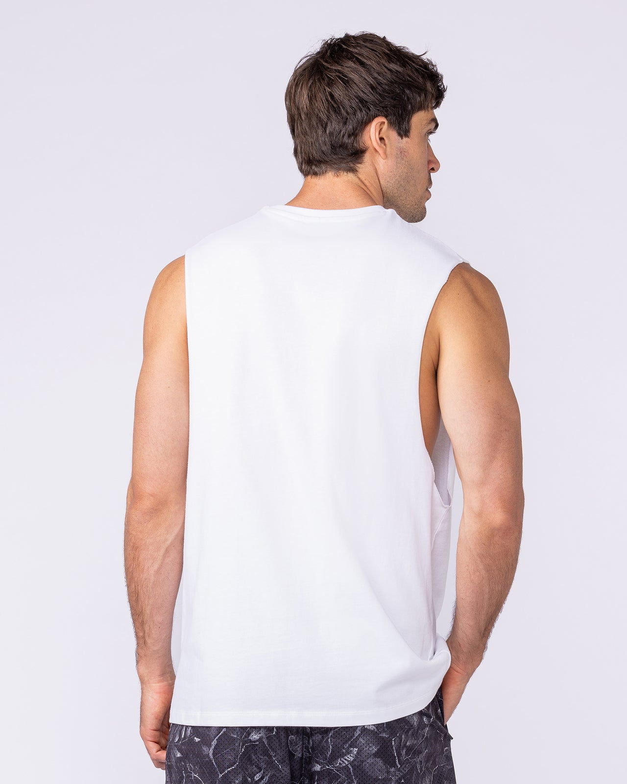 Training Drop Arm Tank - White-Singlets & Tanks-S-1125219WHT-S-MNAPPRL47896-5-Muscle Nation