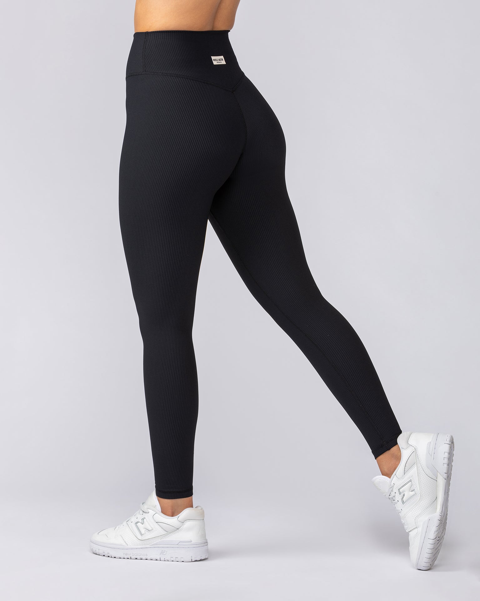 Zero Rise Rib Ankle Length Leggings - Black (Silicone Logo)-Leggings-XXS-042305BLK-XXS-MNAPPRL23375-1-Muscle Nation