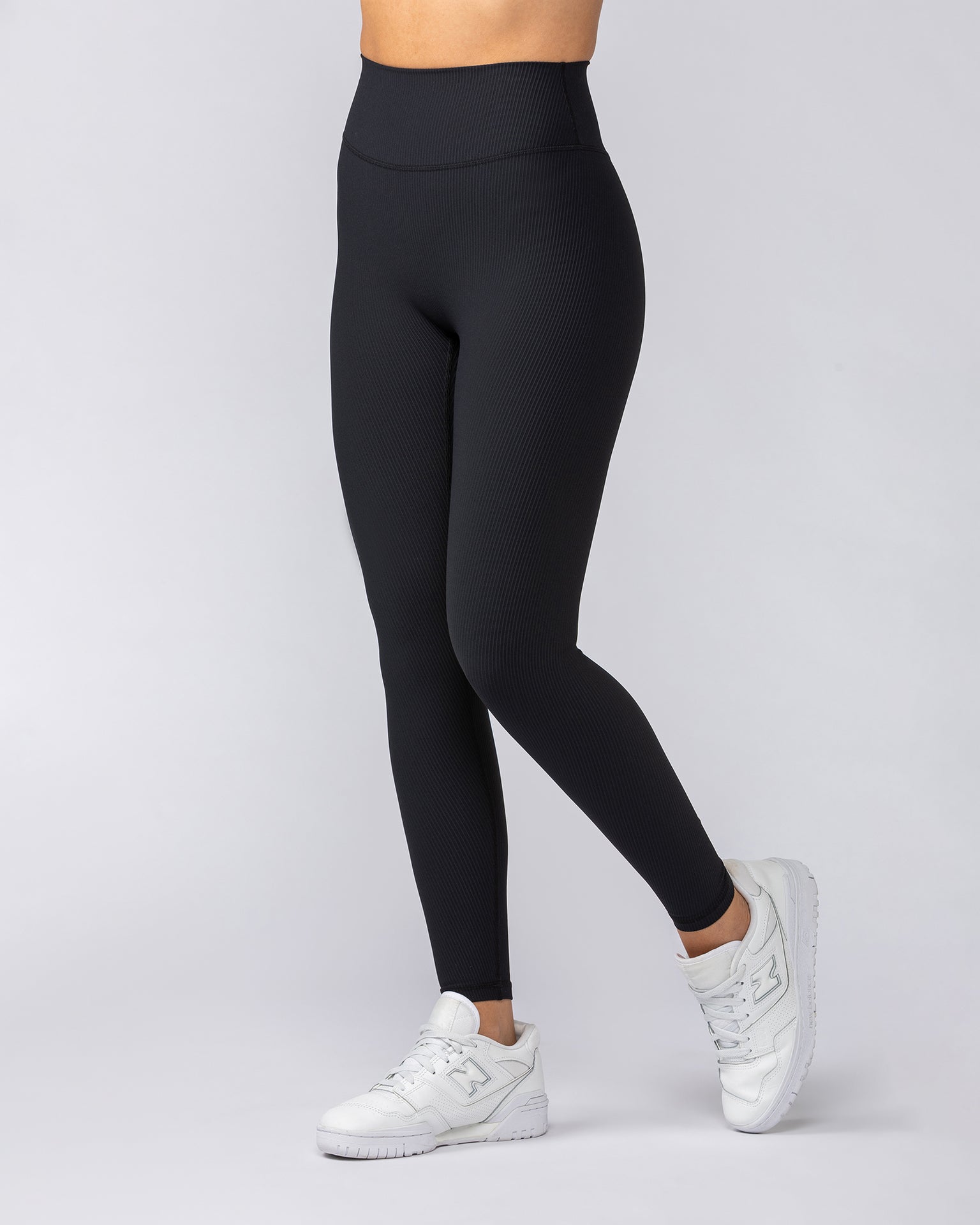 Zero Rise Rib Ankle Length Leggings - Black (Silicone Logo)-Leggings-XXS-042305BLK-XXS-MNAPPRL23375-3-Muscle Nation