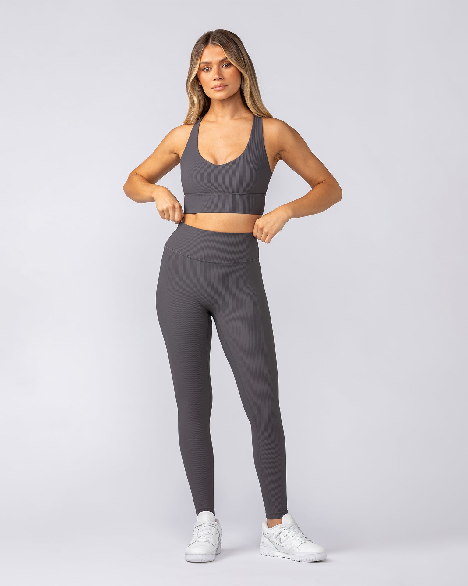 Zero Rise Rib Ankle Length Leggings - Phantom-Leggings-XXS-052504PHNTM-XXS-MNAPPRL42837-5-Muscle Nation