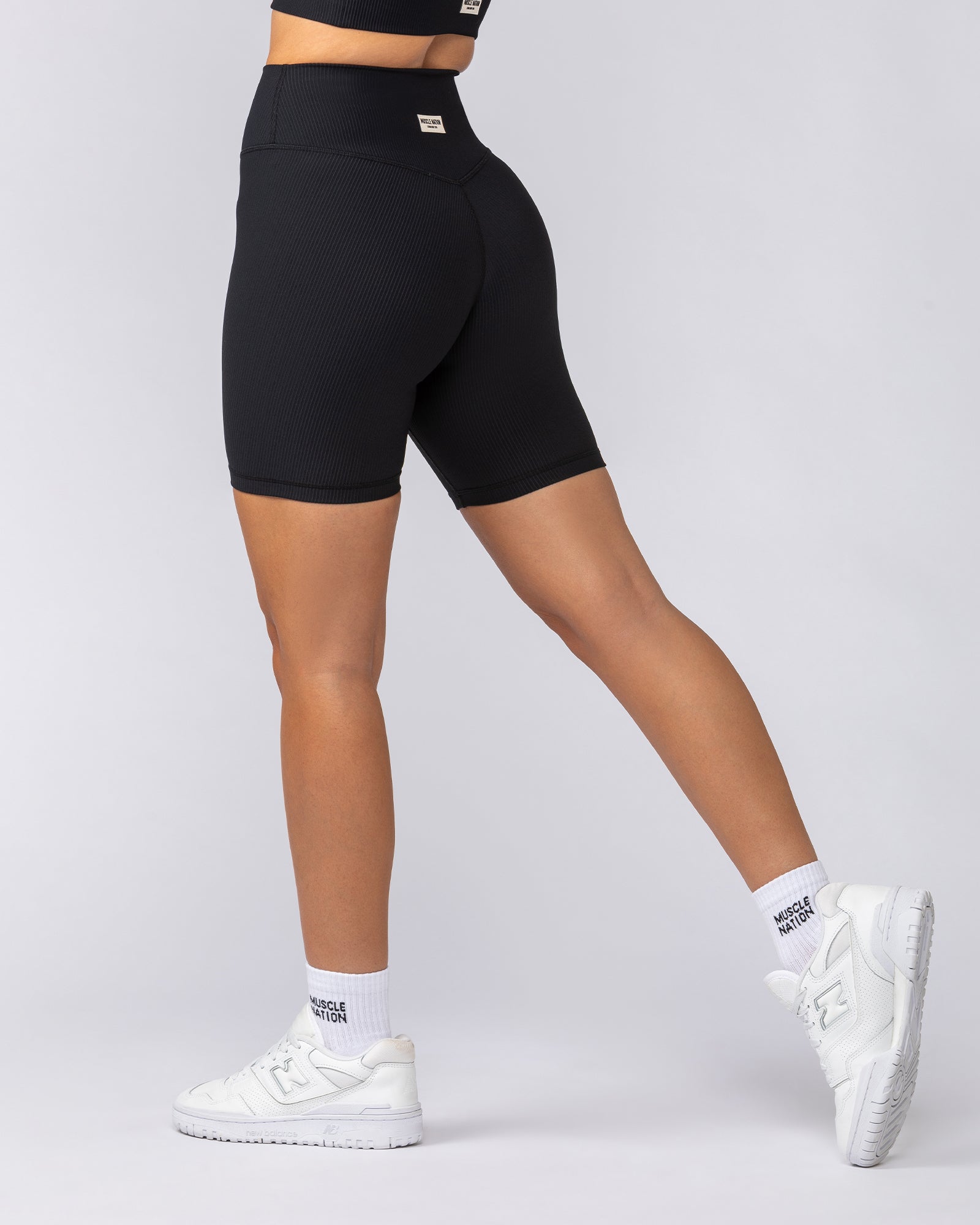 Zero Rise Rib Bike Shorts - Black (Silicone Logo)-Shorts-XXS-042304BLK-XXS-MNAPPRL23321-1-Muscle Nation