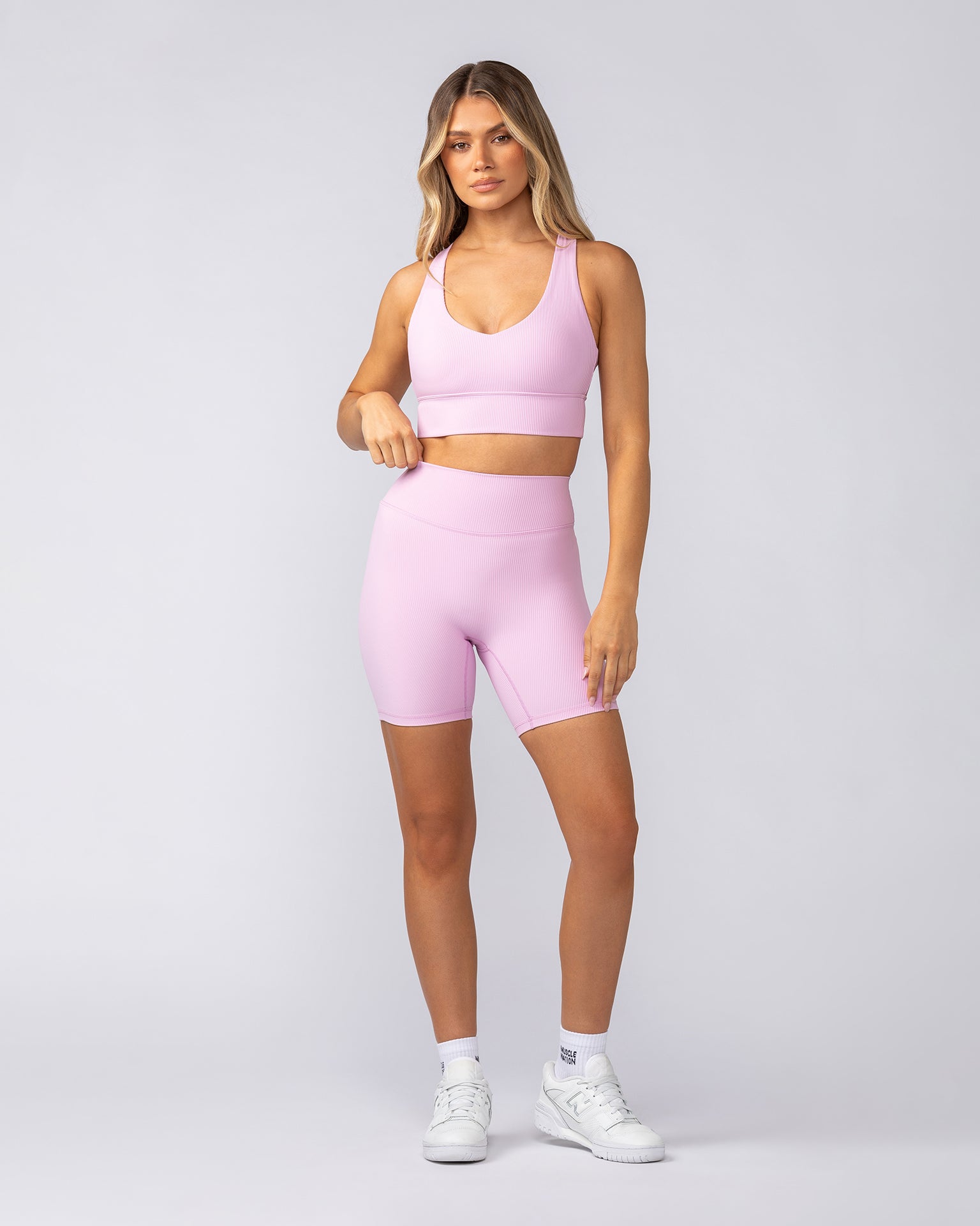 Zero Rise Rib Bike Shorts - Fairy Floss-Shorts-XXS-052503FFLS-XXS-MNAPPRL42583-5-Muscle Nation